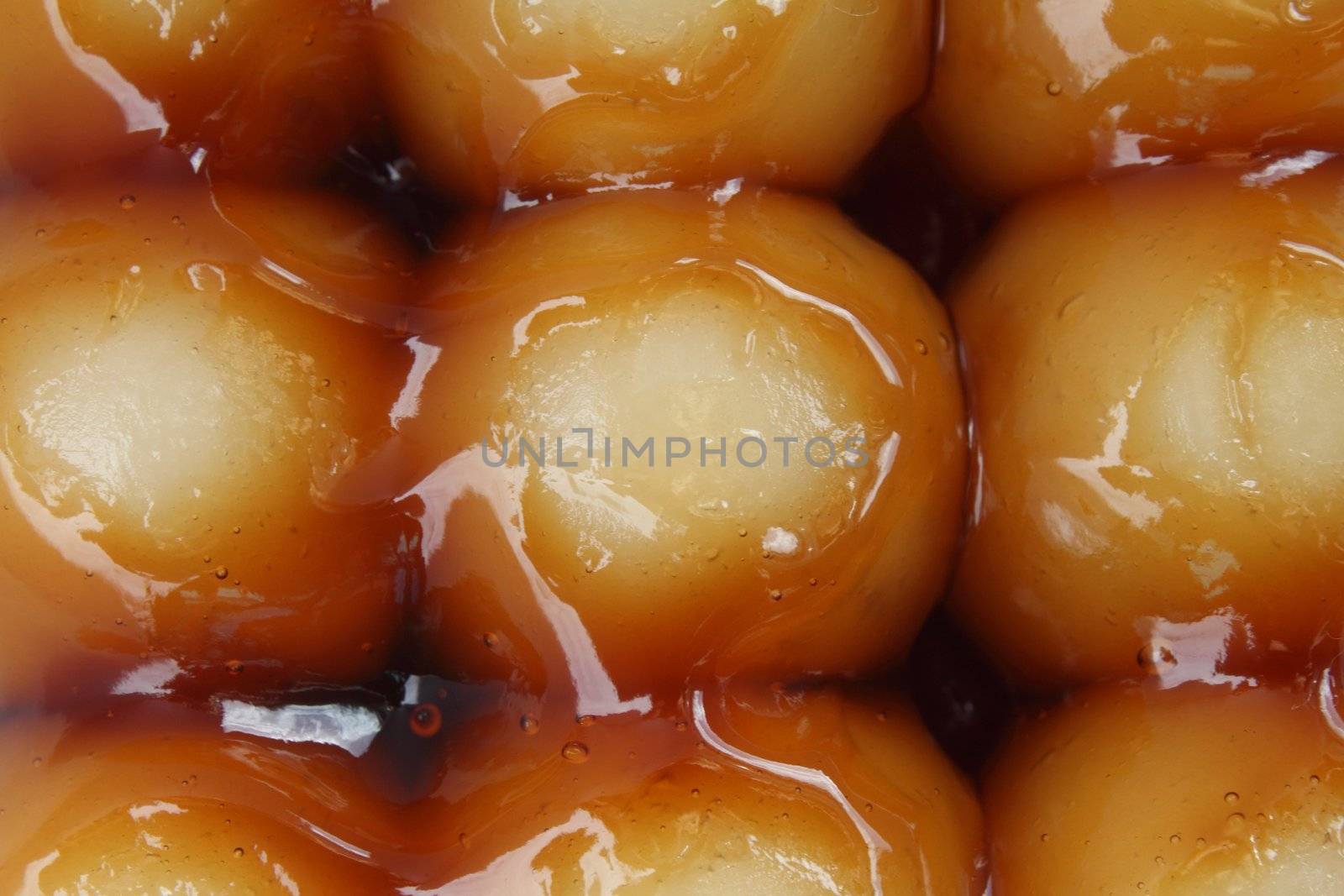 Closeup of dango, Japanese dumpling, made from rice flour