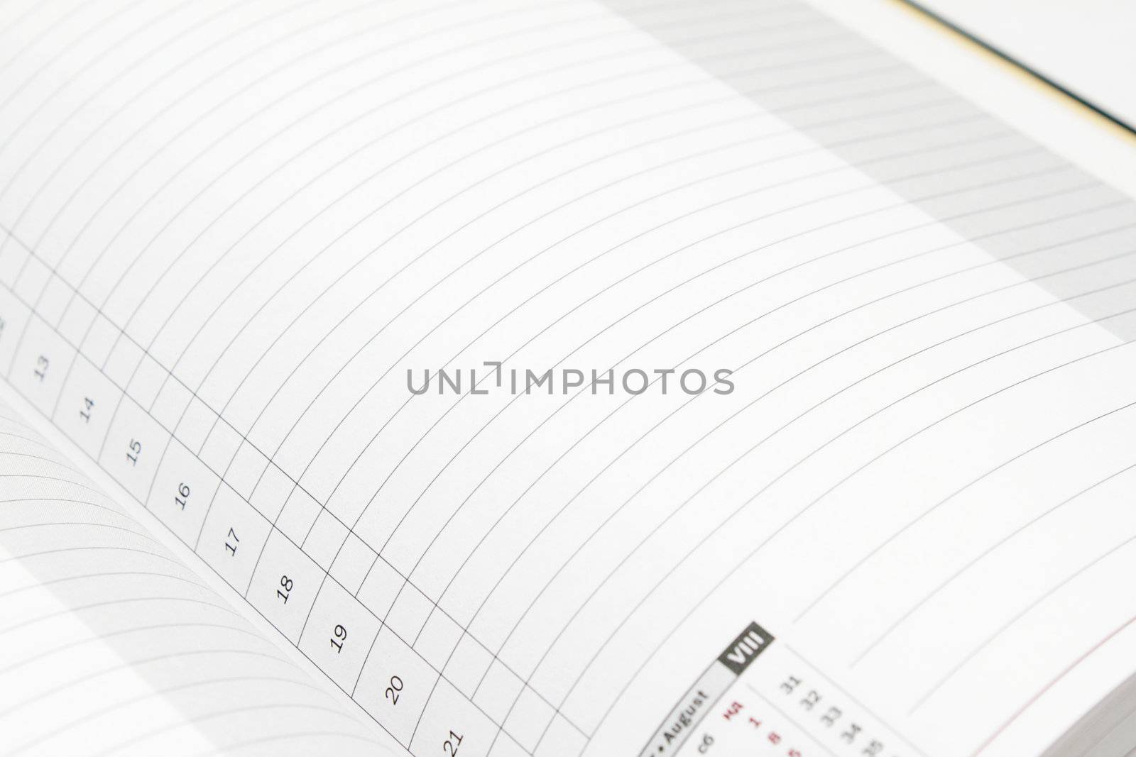 White lined diary page with black numbers