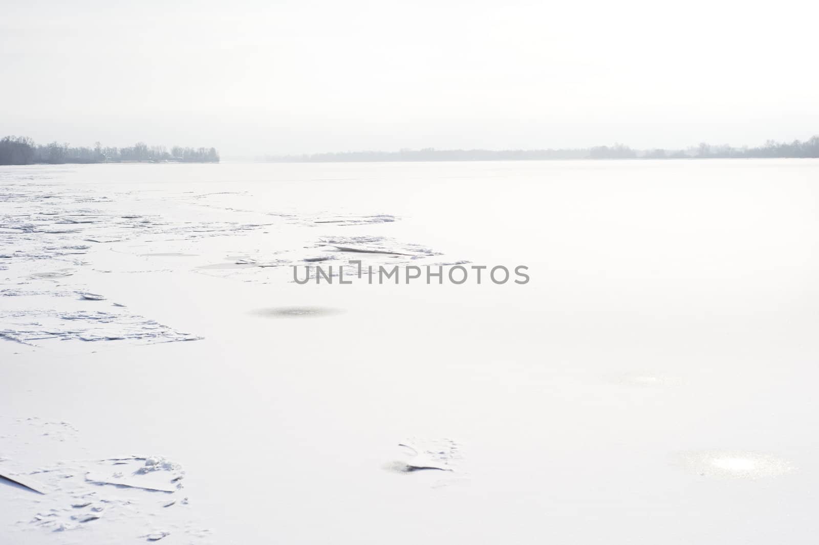 Dnipro river in the winter. Ukraine