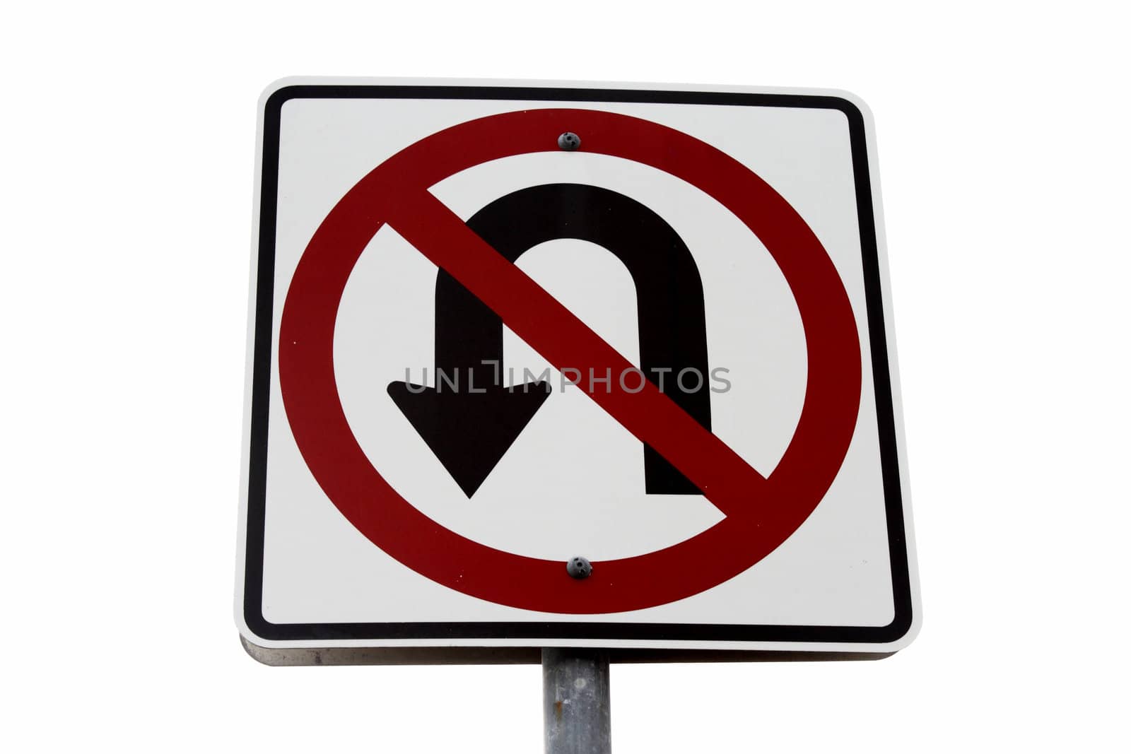 No u-turn sign over white background