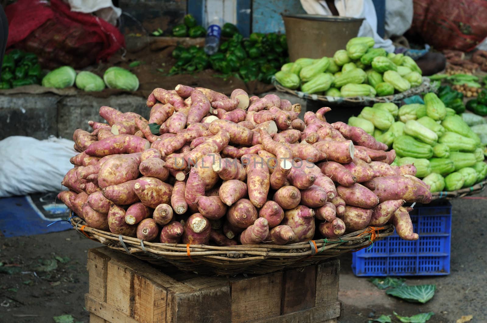 Farm fresh vegetables on sale at a farmers market