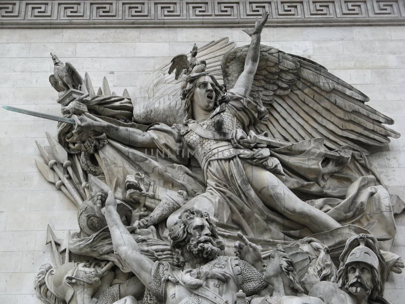 close-up of a group statues of the french Triumph Arch in Paris