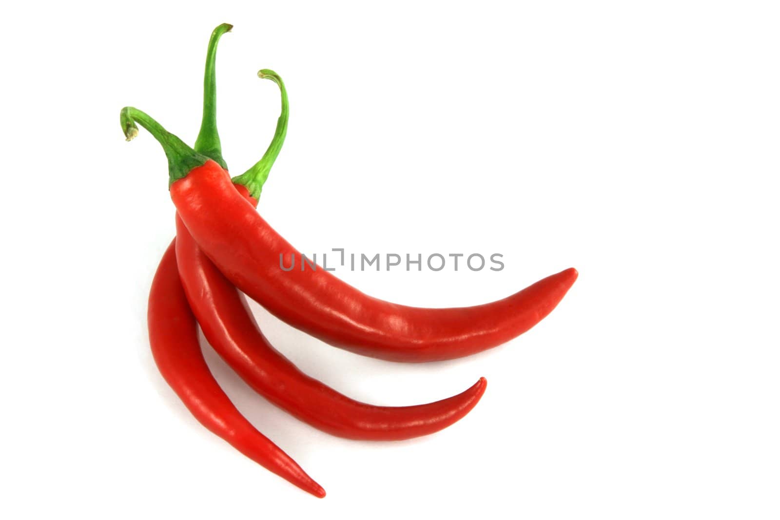 Red hot chili peppers isolated on white