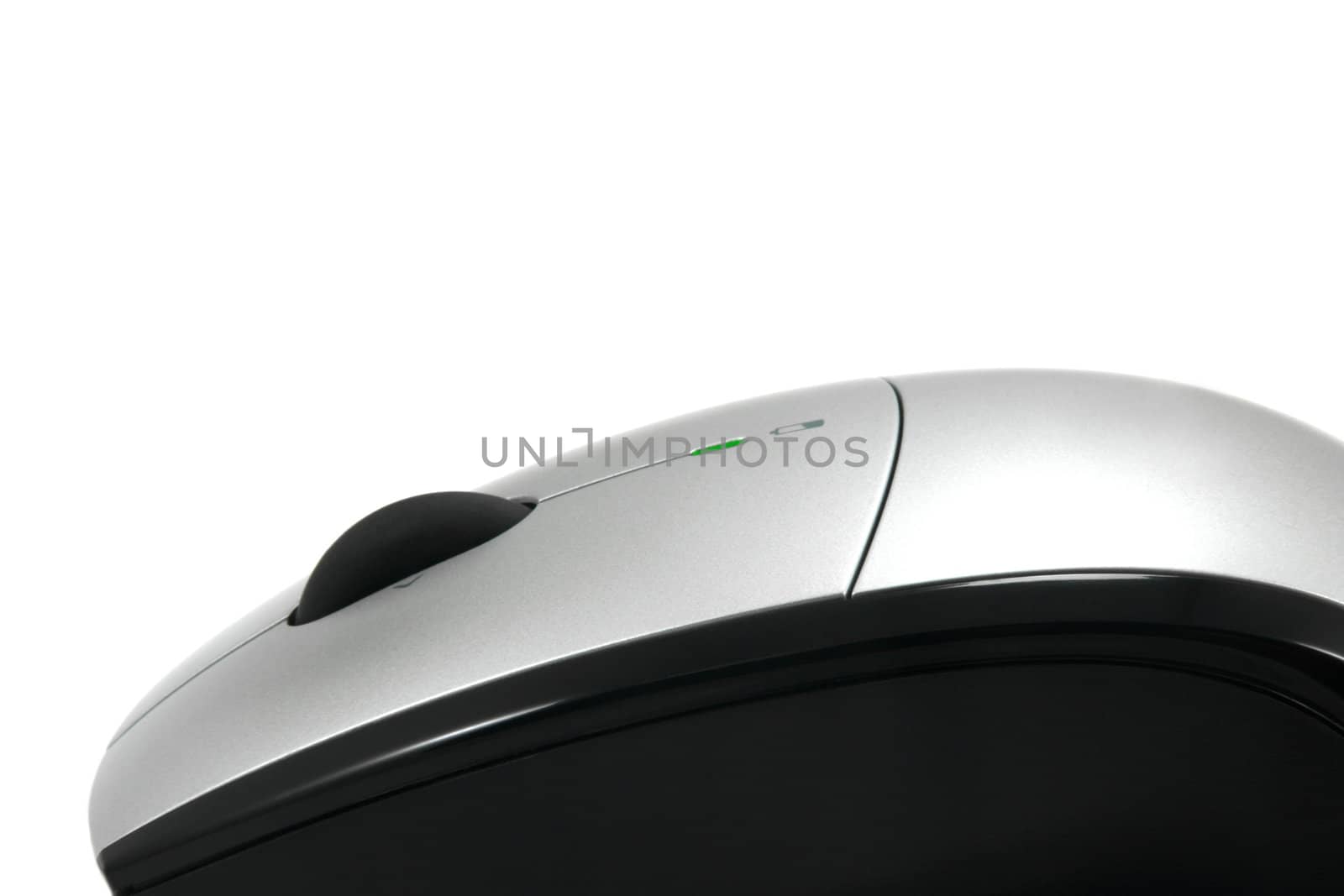 Cordless Optical Mouse, side view, isolated on white