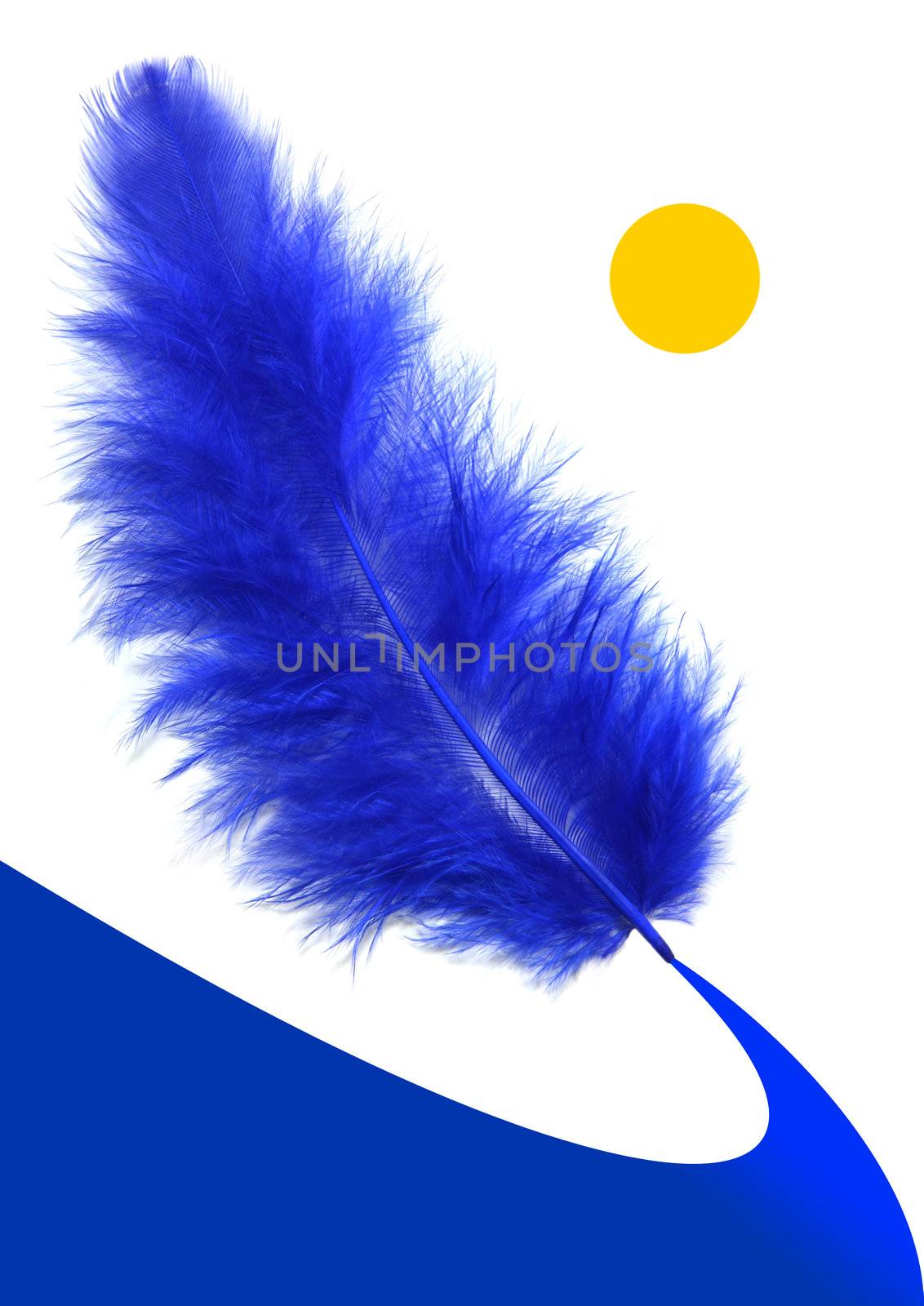 Blue feather landscape illustration.
