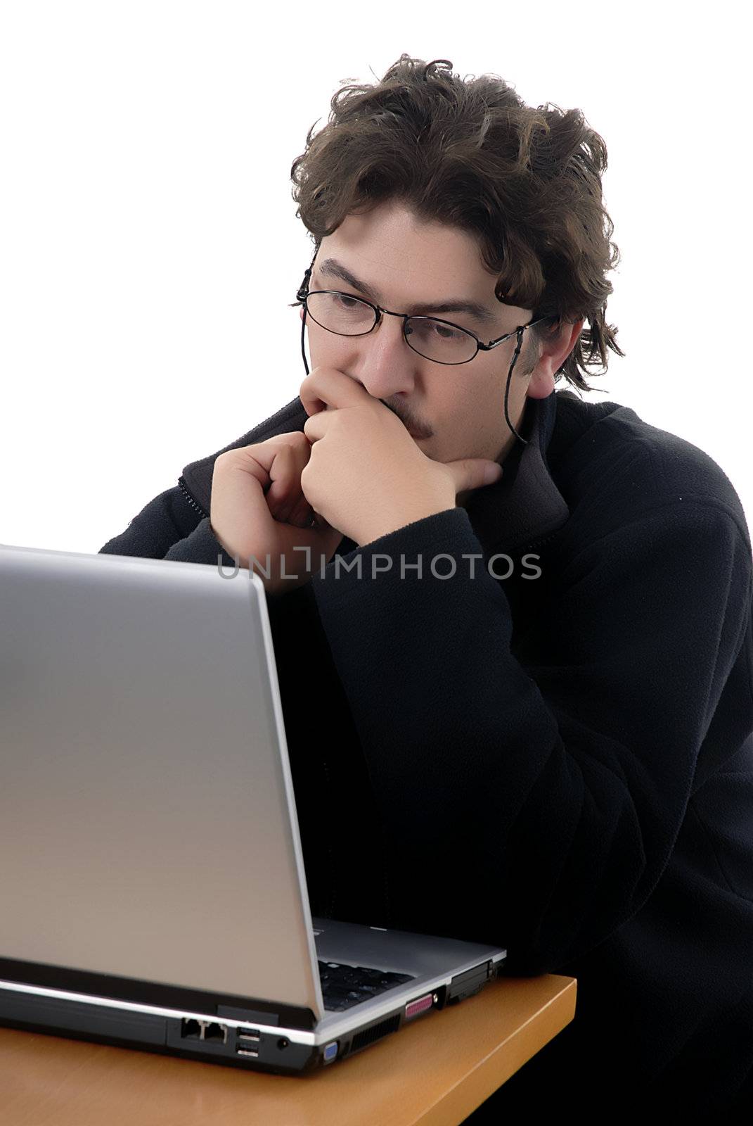 young man working with a personal computer