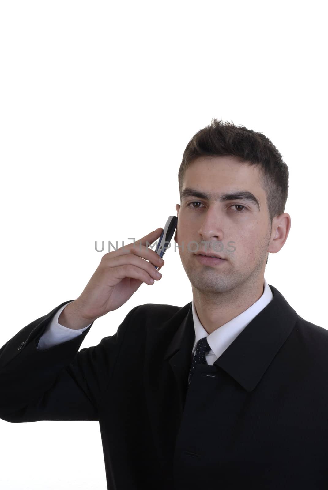 young caucasian man calling with a cell phone