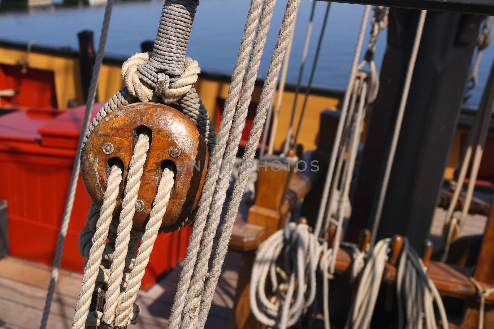 Detail of a wooden sailing ship