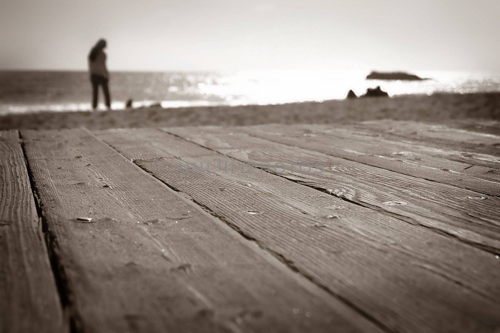 Boardwalk at the beach in Laguna Beach California
