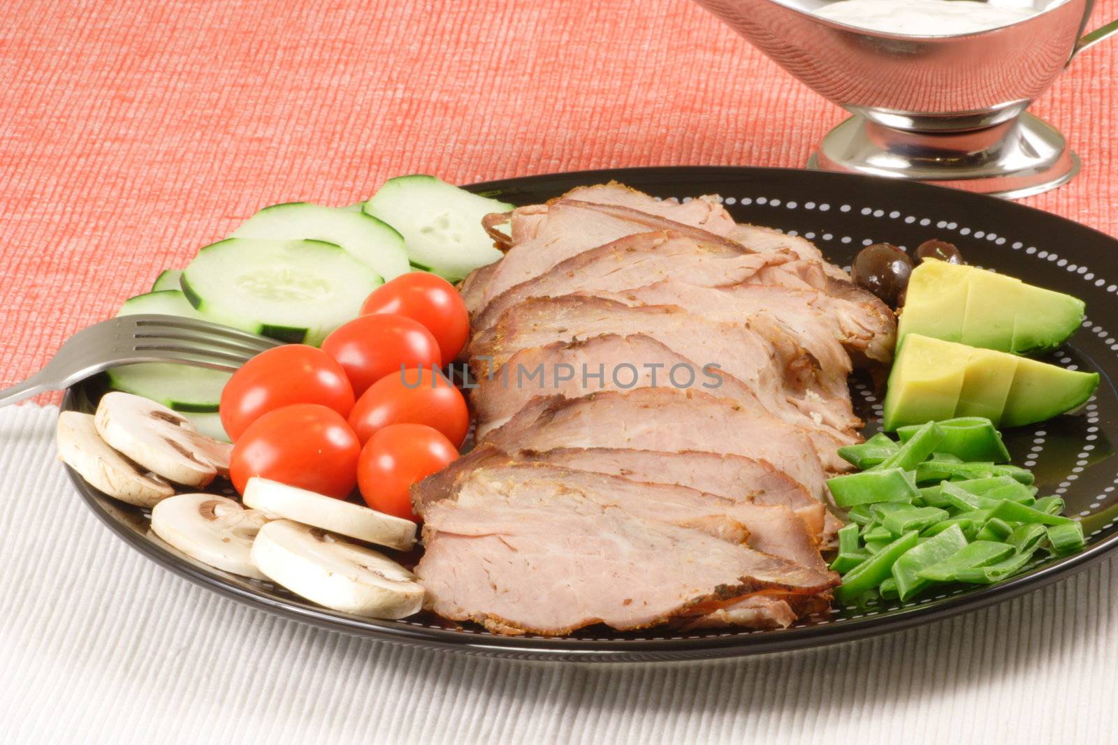 sliced oven roasted beef plate by tacar