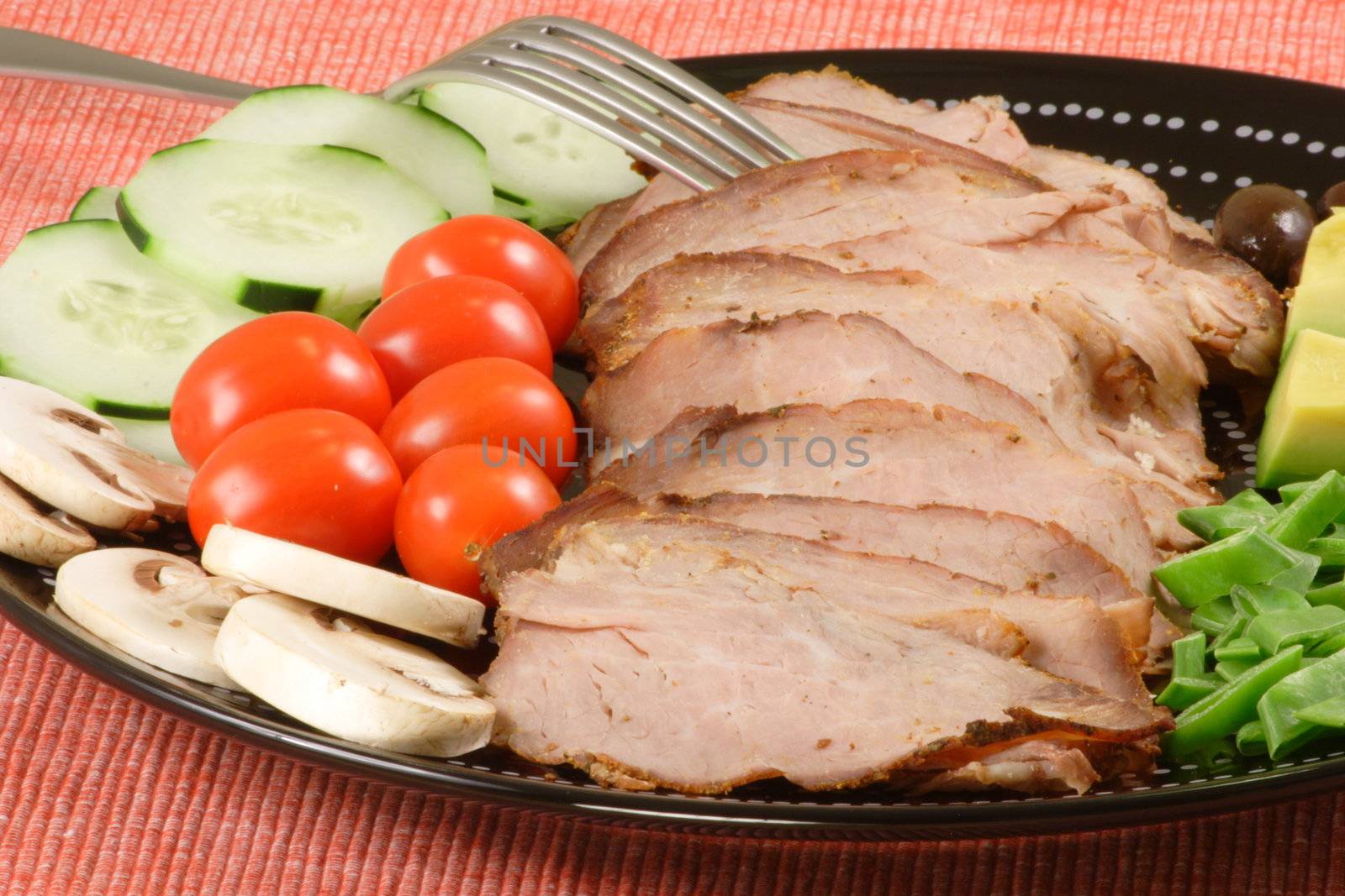 sliced oven roasted beef plate by tacar