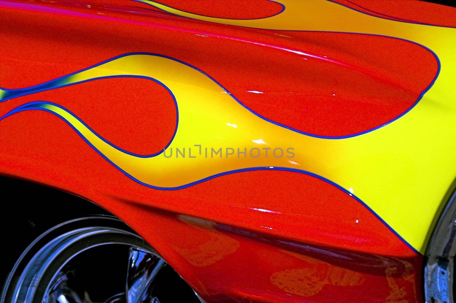 60s Red Hotrod with flames by jdebordphoto