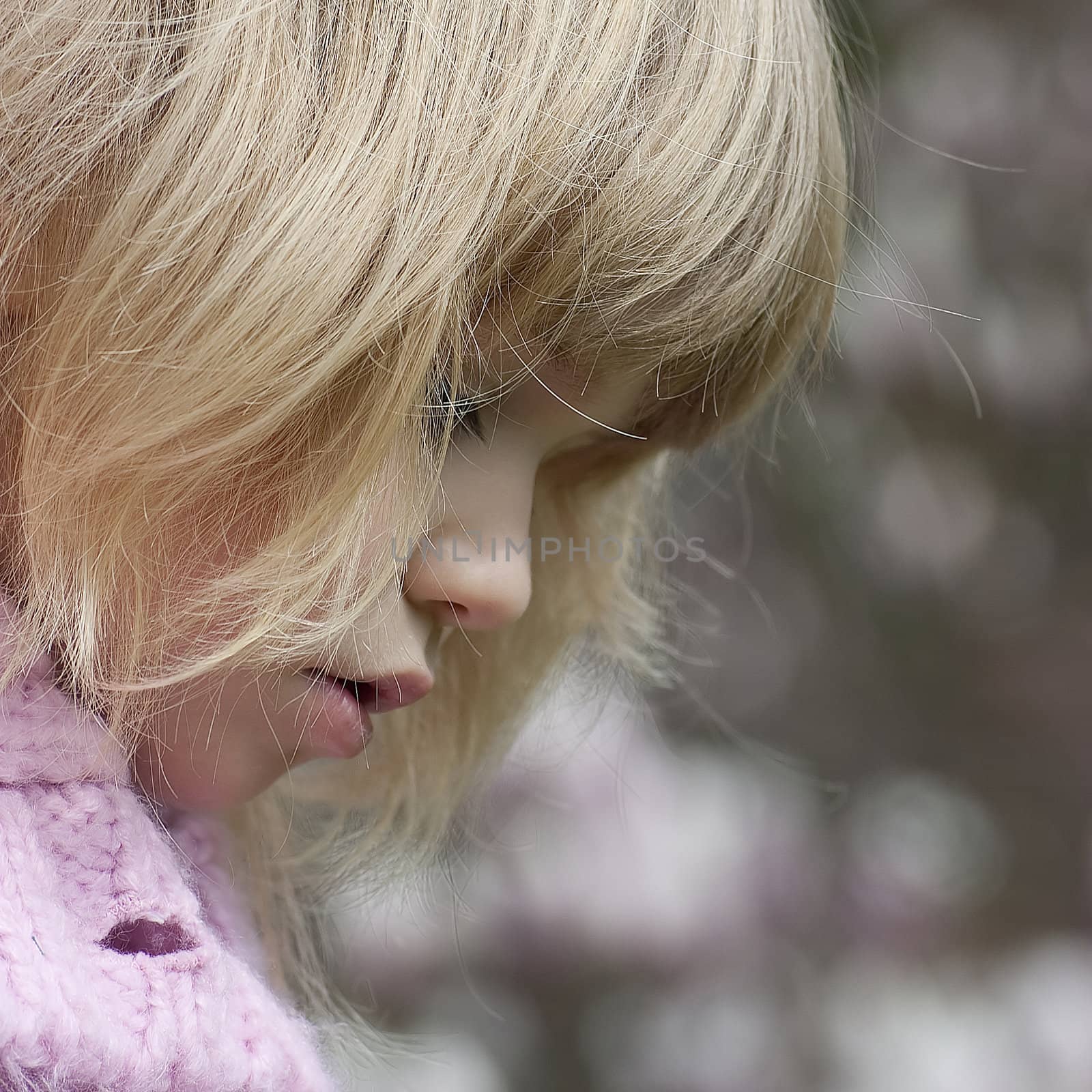 portrait of blond small girl by miradrozdowski