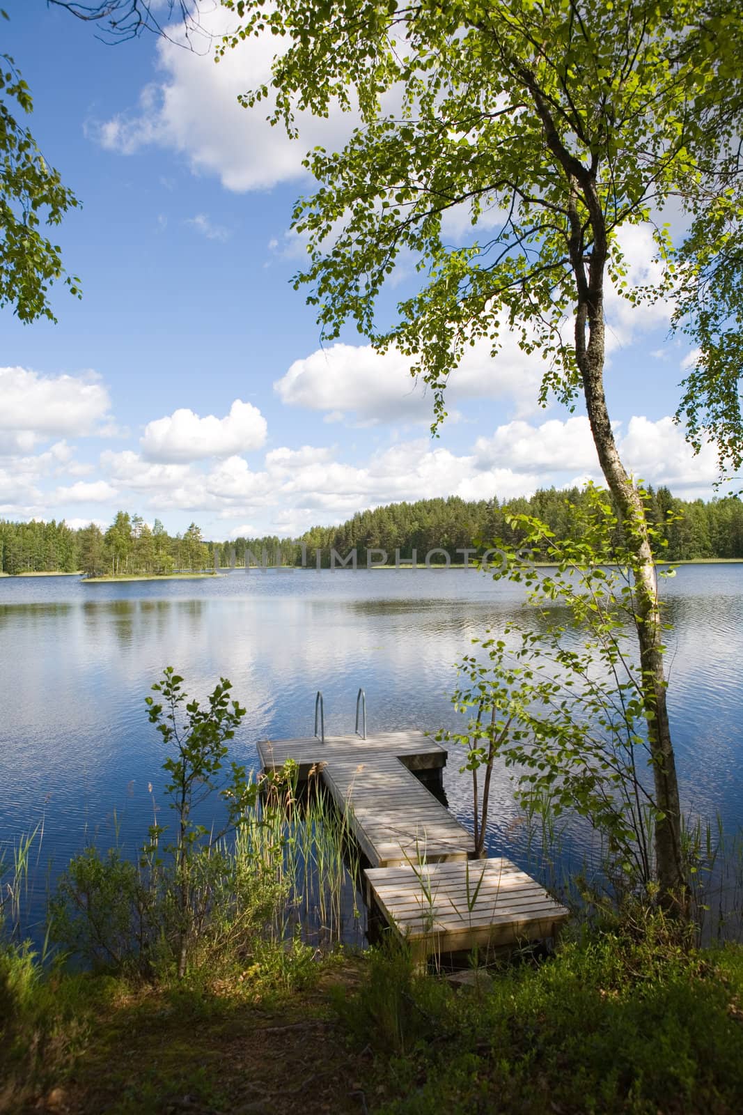 Swimming pier at a lake in Finland