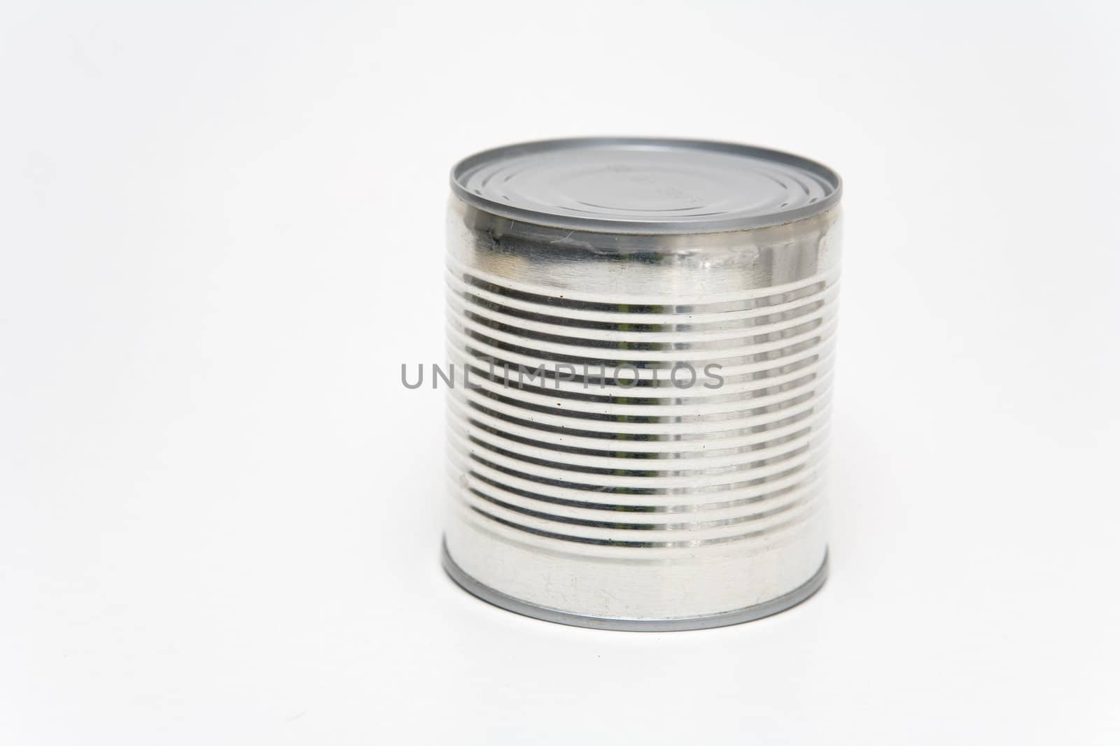 Tin can on a white background