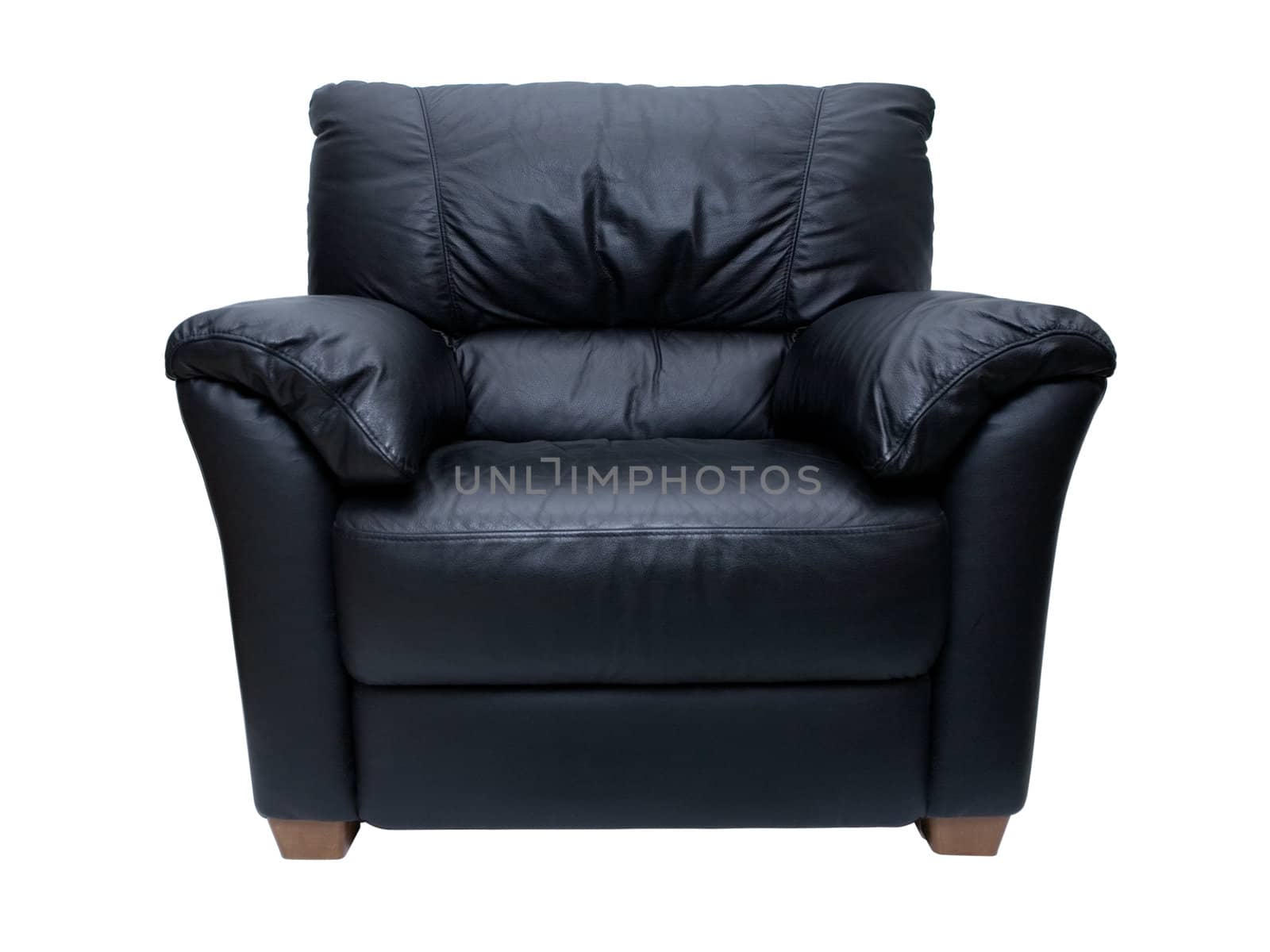 Black leather chair�on a white background