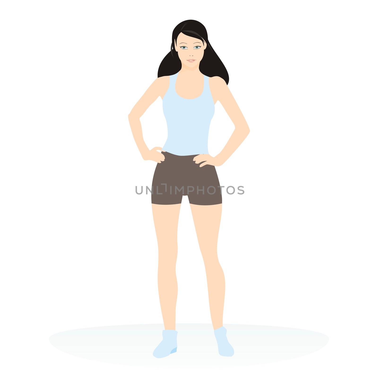 Vector illustration of a young attractive girl exercising