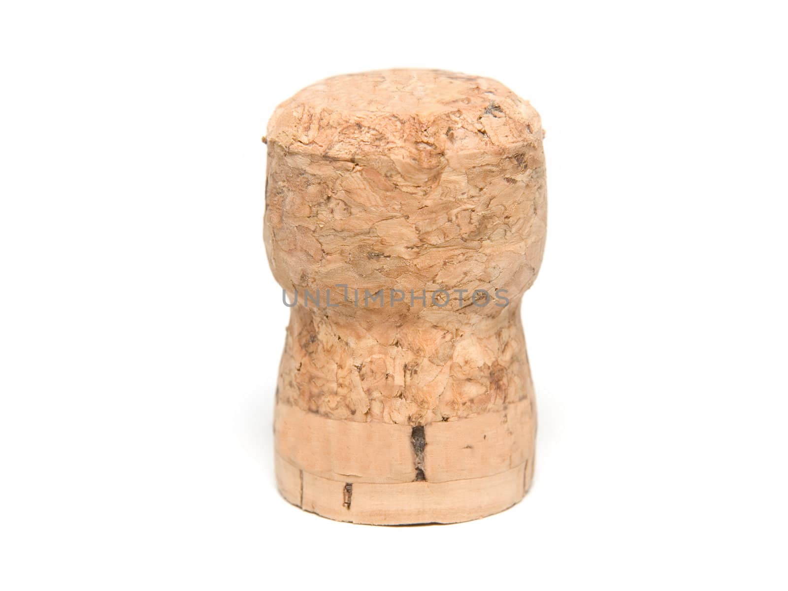 Champagne bottle cork on a white background