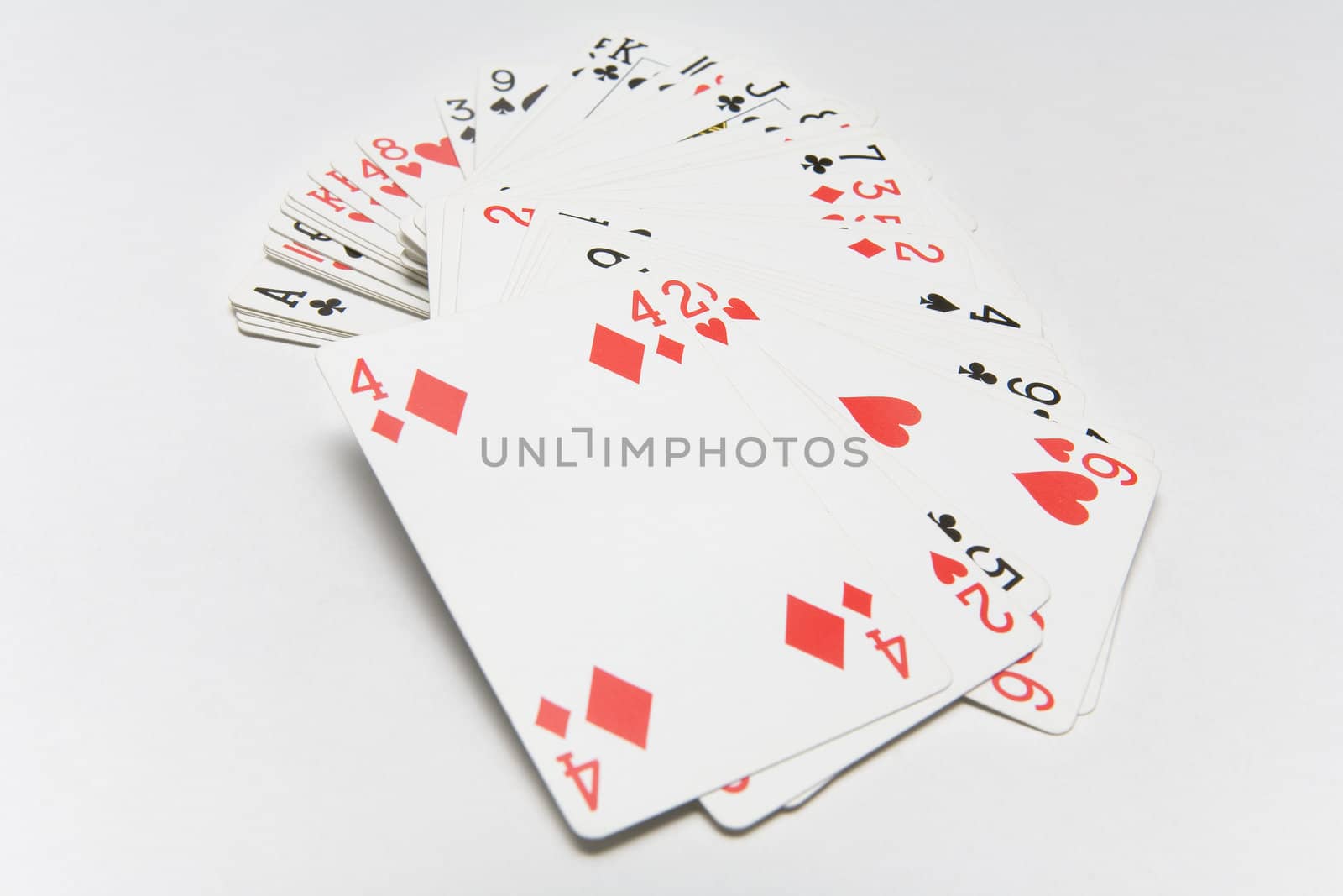 Stack of playing cards on a table