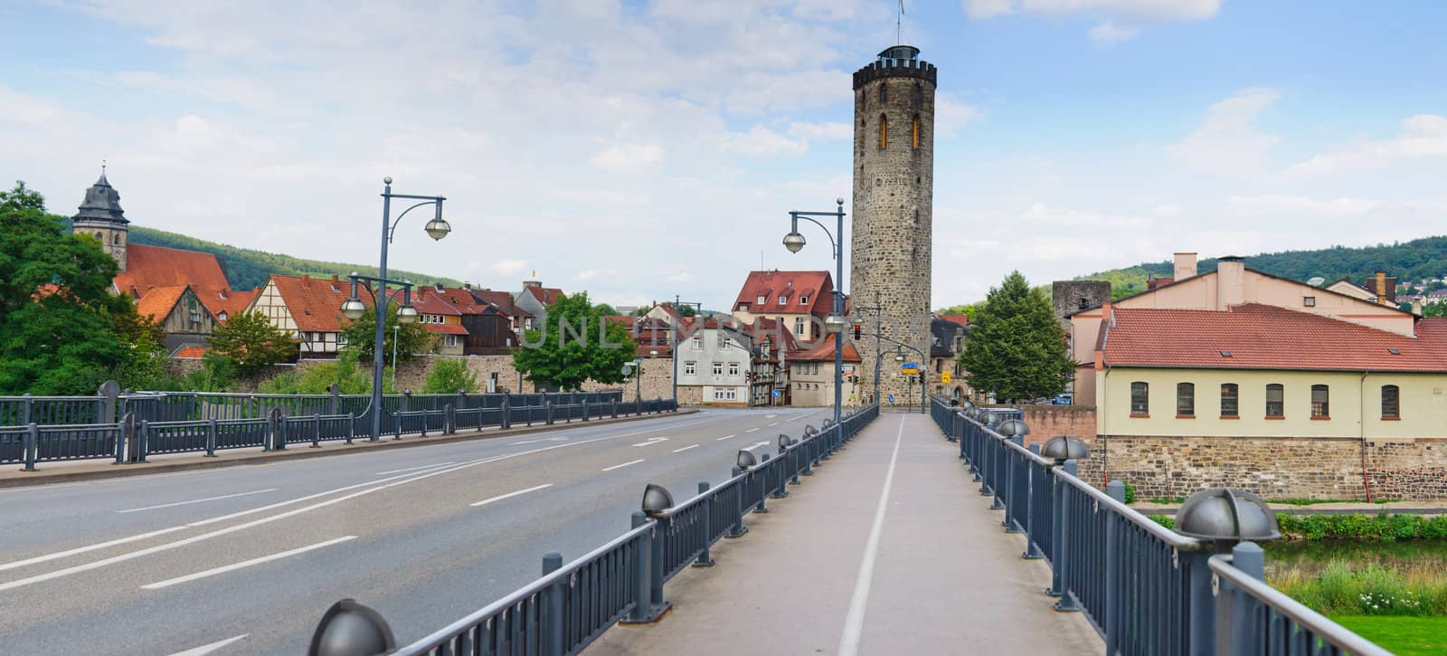 Bridge in the medieval half-timbered town in Germany