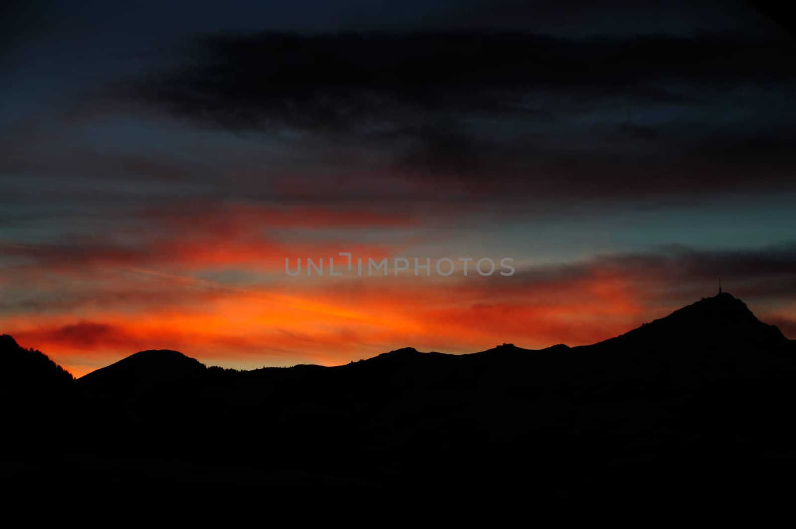 Sundown over mountain by fahrner