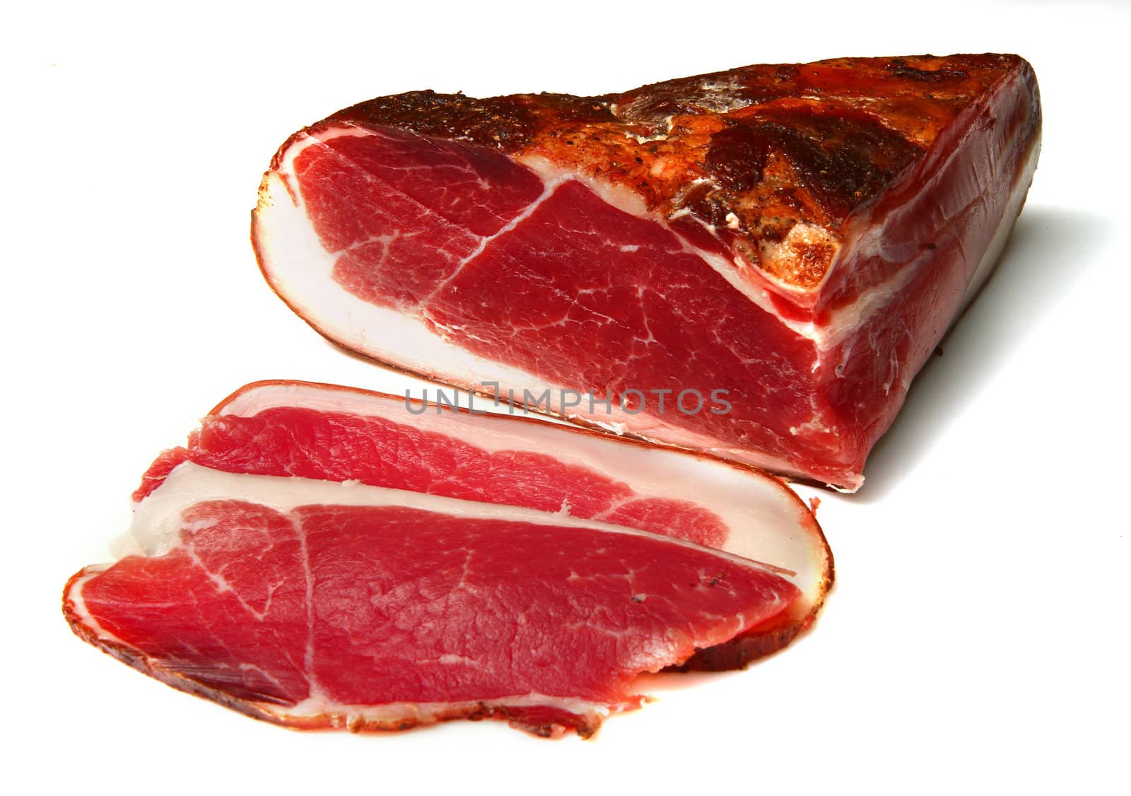 A piece of speck, typical italian product