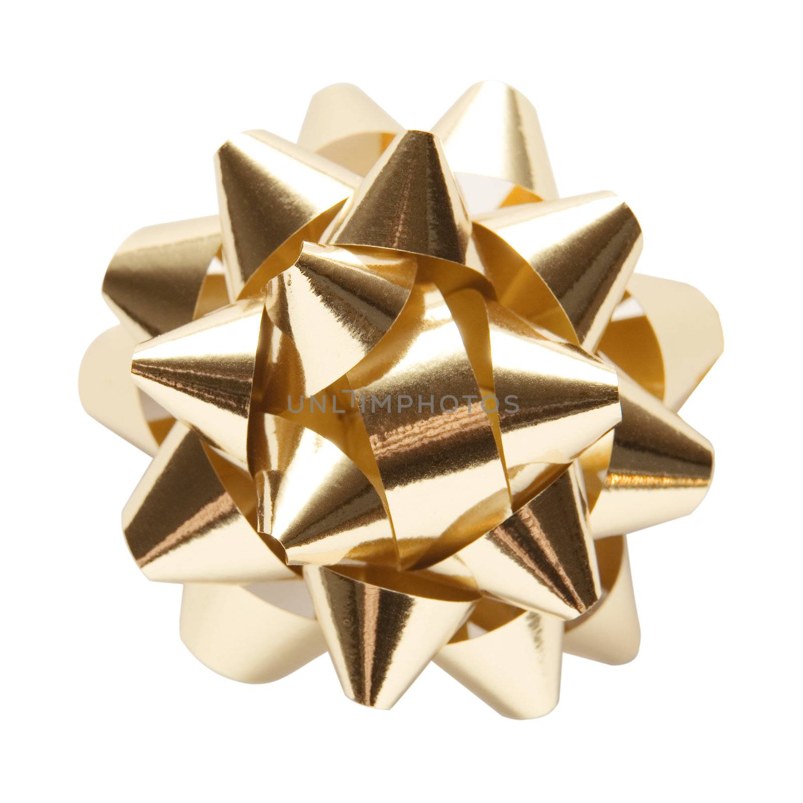 Golden gift ornament star isolated with clipping path over white background