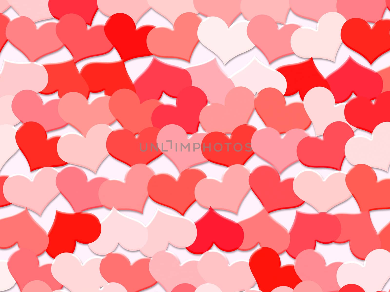 Digital illustration of a conceptual theme of hearts