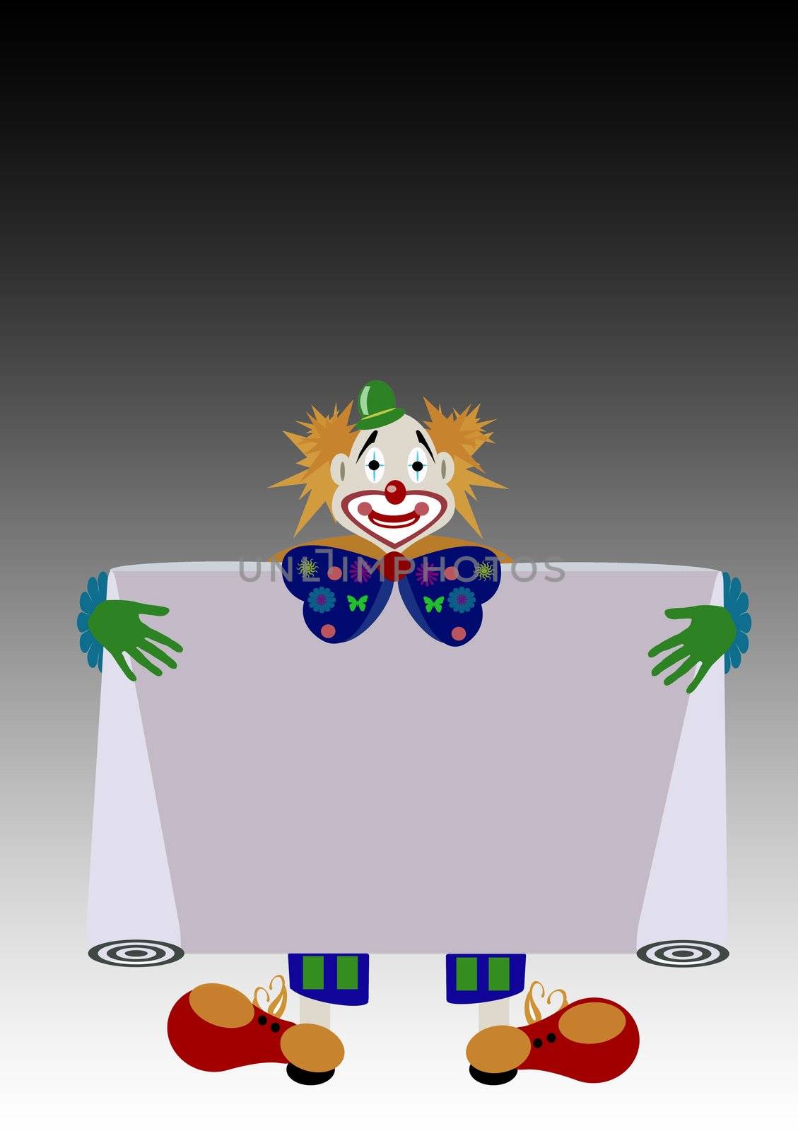 clown with a sign