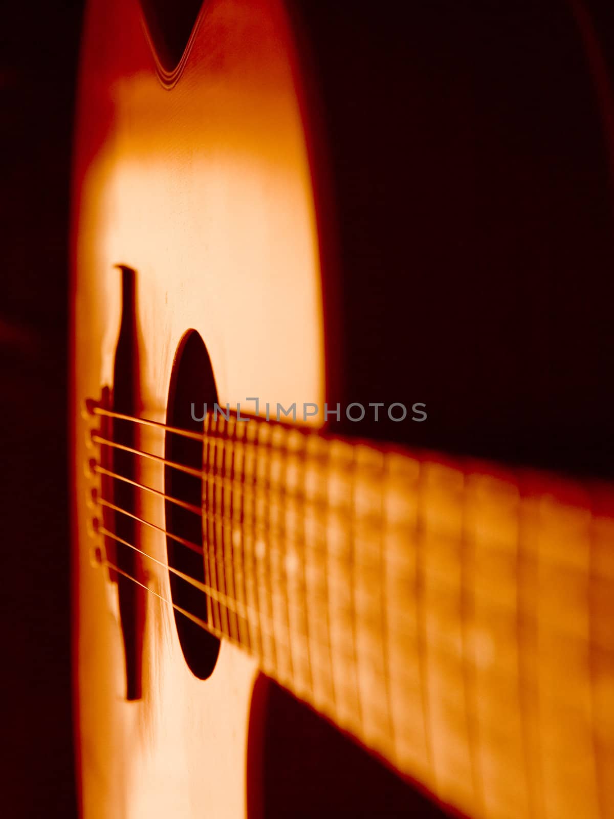 Detail of a beautiful acoustic guitar