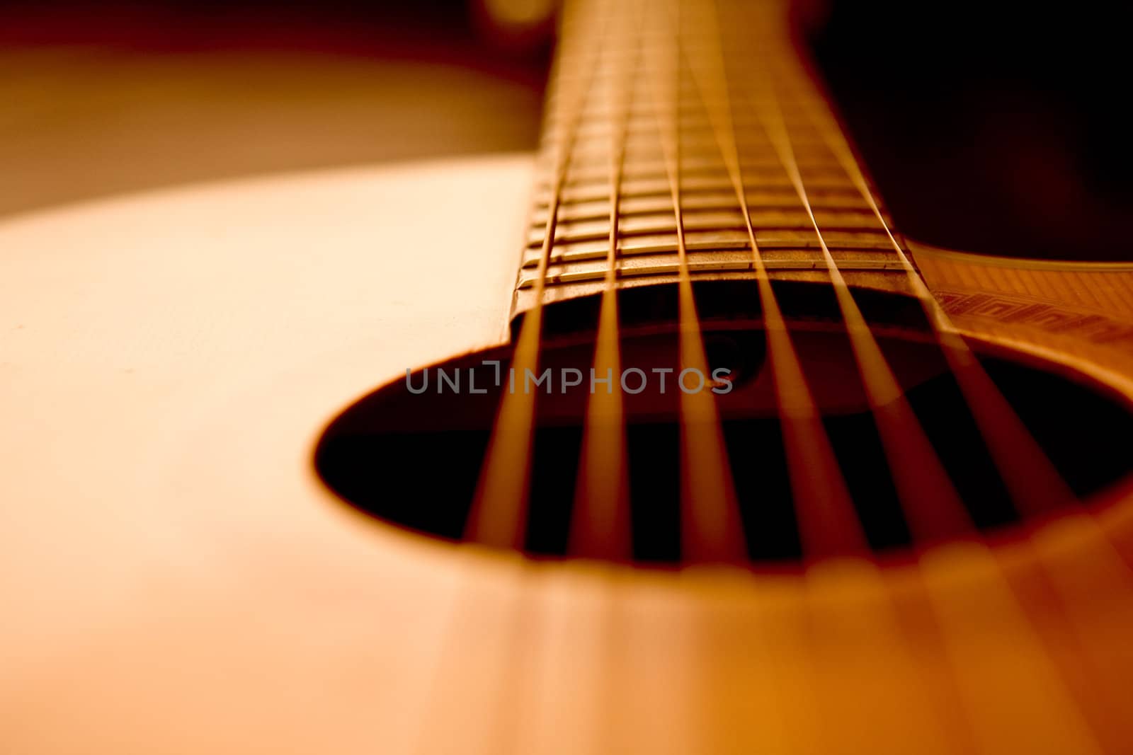 Detail of a beautiful acoustic guitar