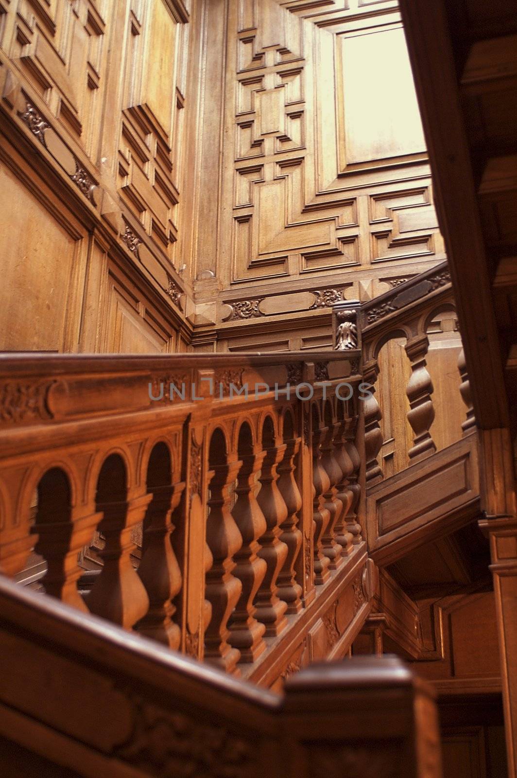 Red Wood Staircase in Roumiantsev's Mansion in Saint Petersburg.