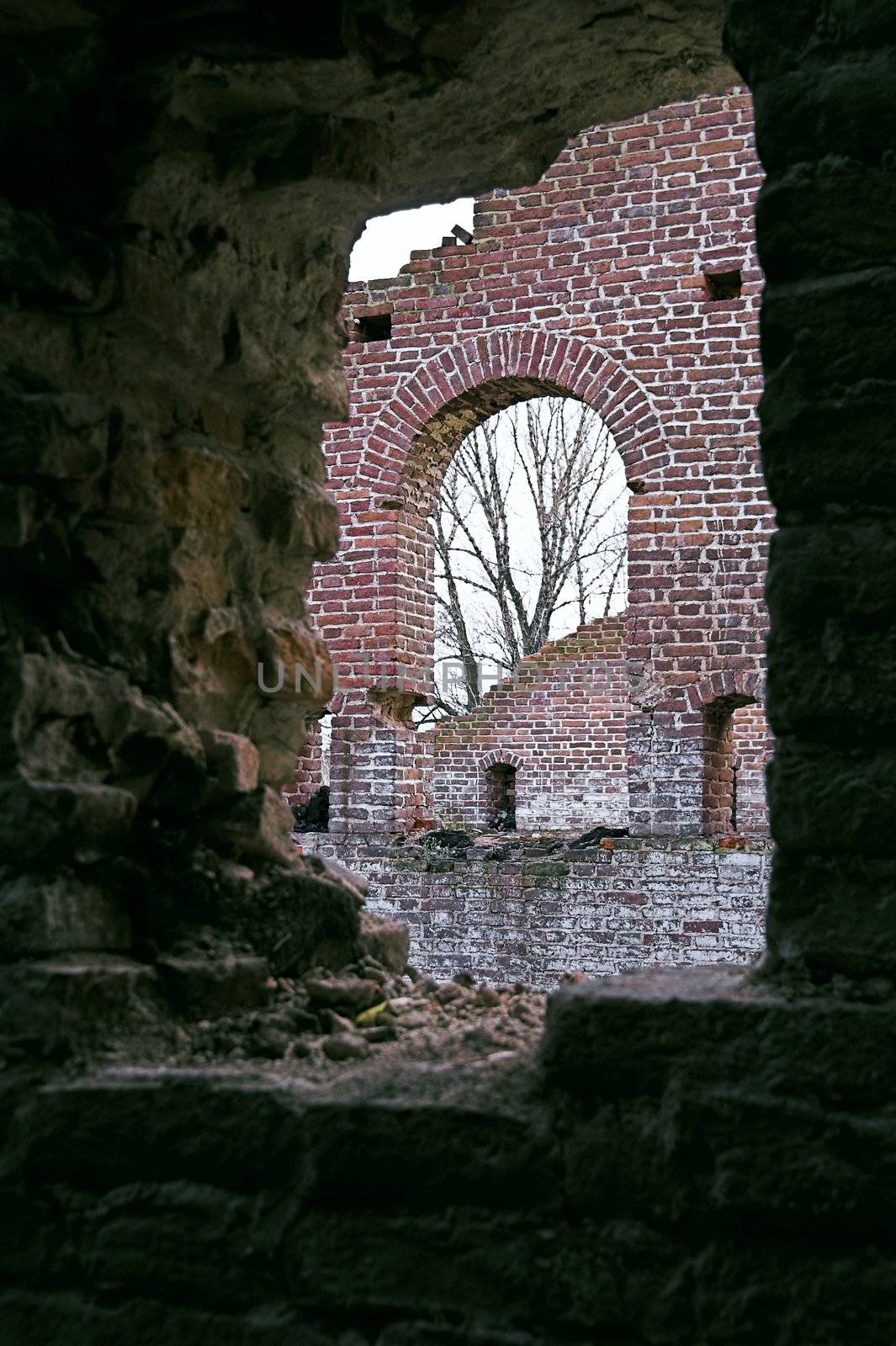 Ruins of Ancient Buildings on the New Holland Island in Saint Petersburg, Russia.