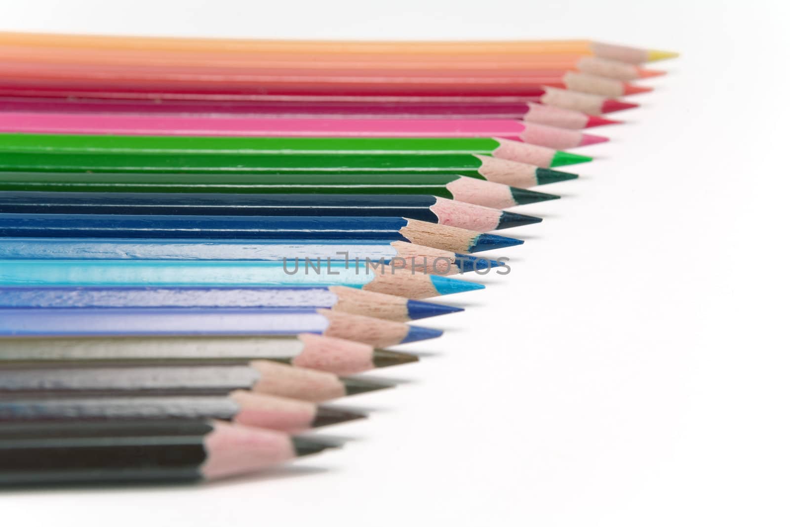 Colored pencils in a arrangement