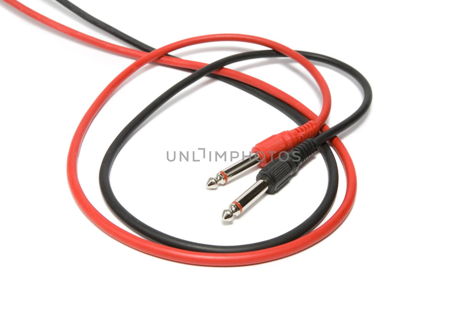 Audio cables on a white background