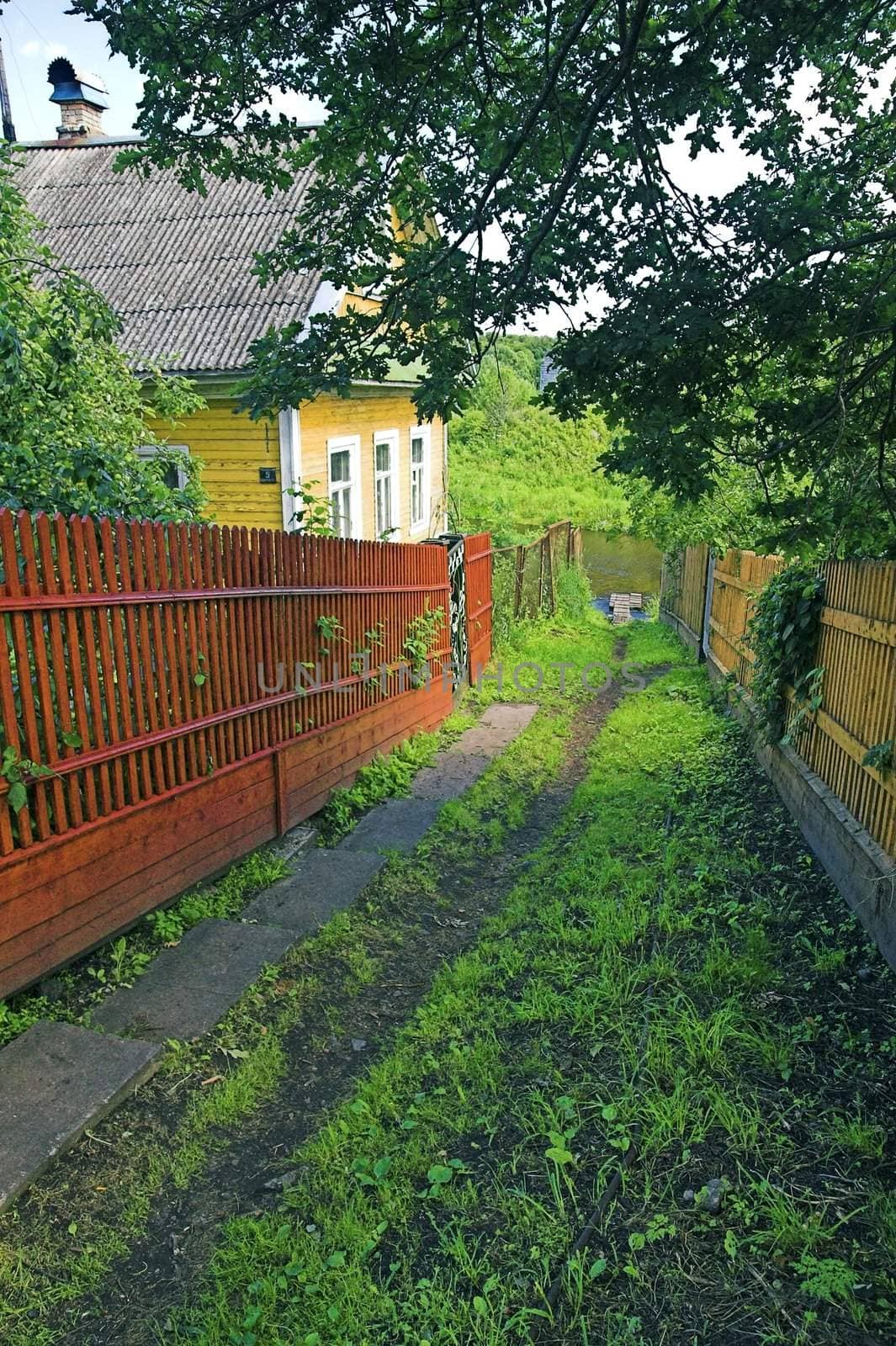 Russian Countryside Cottage beside river bank