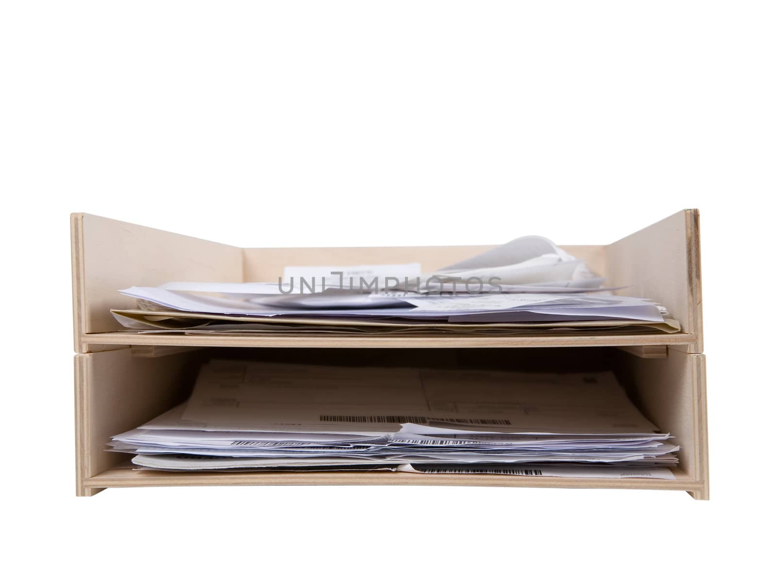 Wooden paper trays isolated on a white background with a clipping path