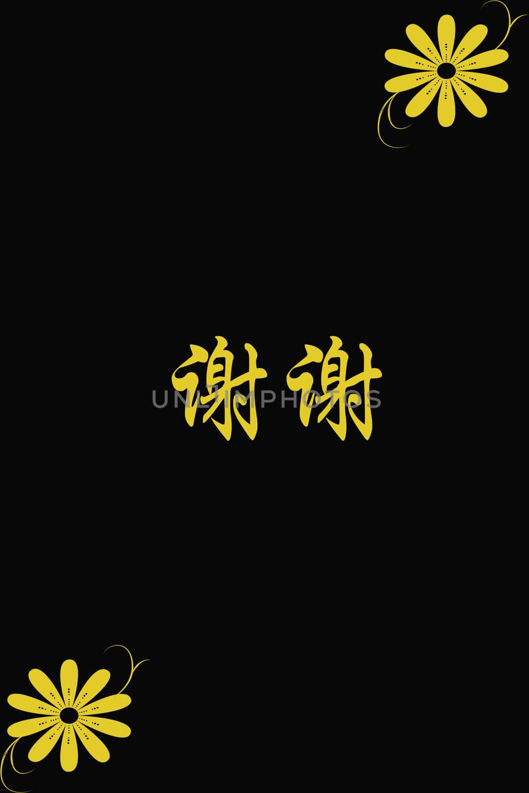 Chinese characters of THANK  YOU on black by ibphoto