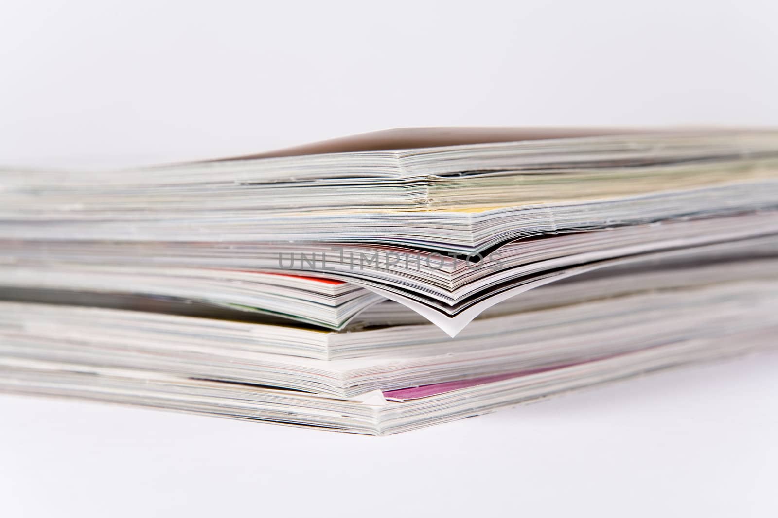 Stack of glossy periodical magazines