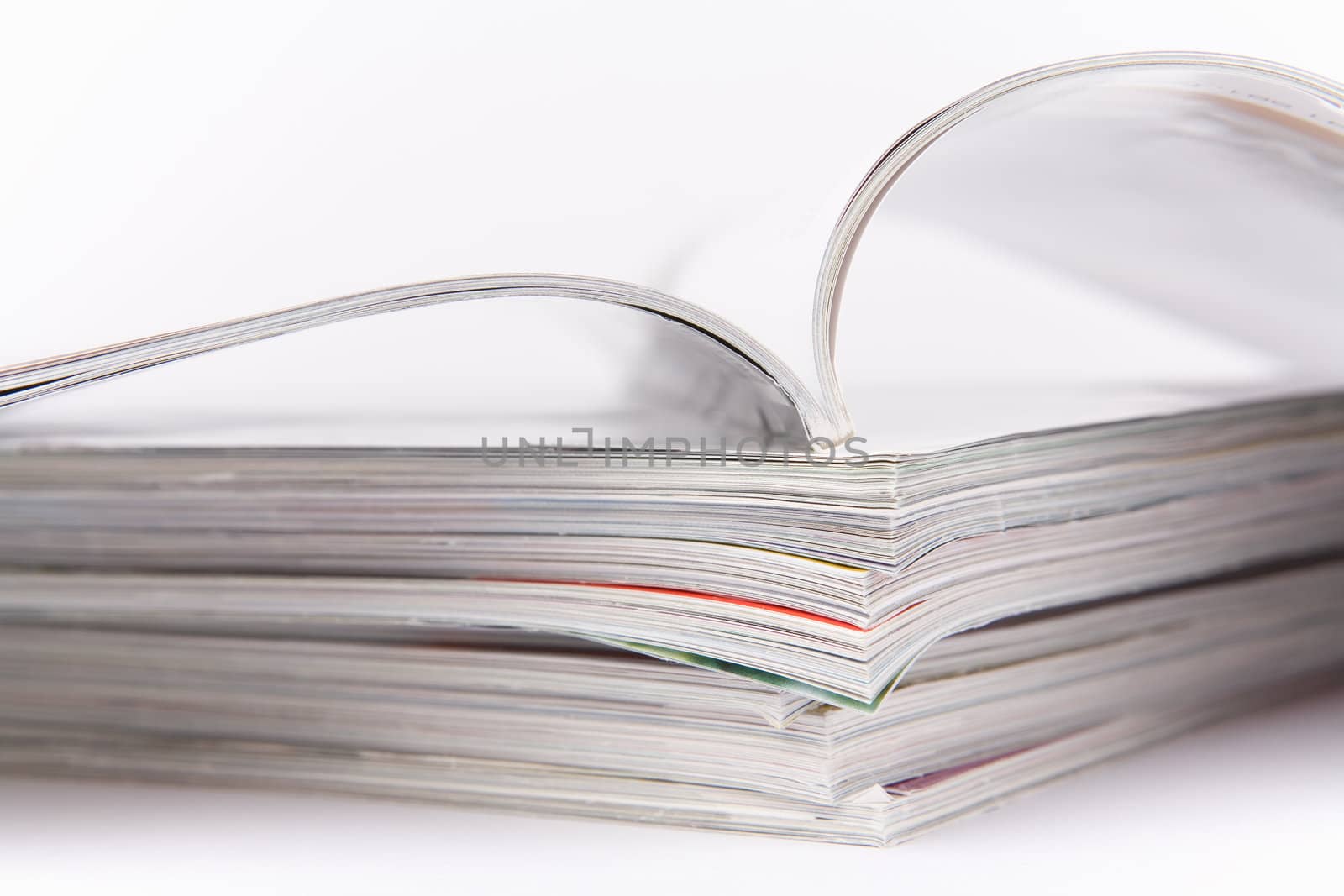 Stack of glossy periodical magazines