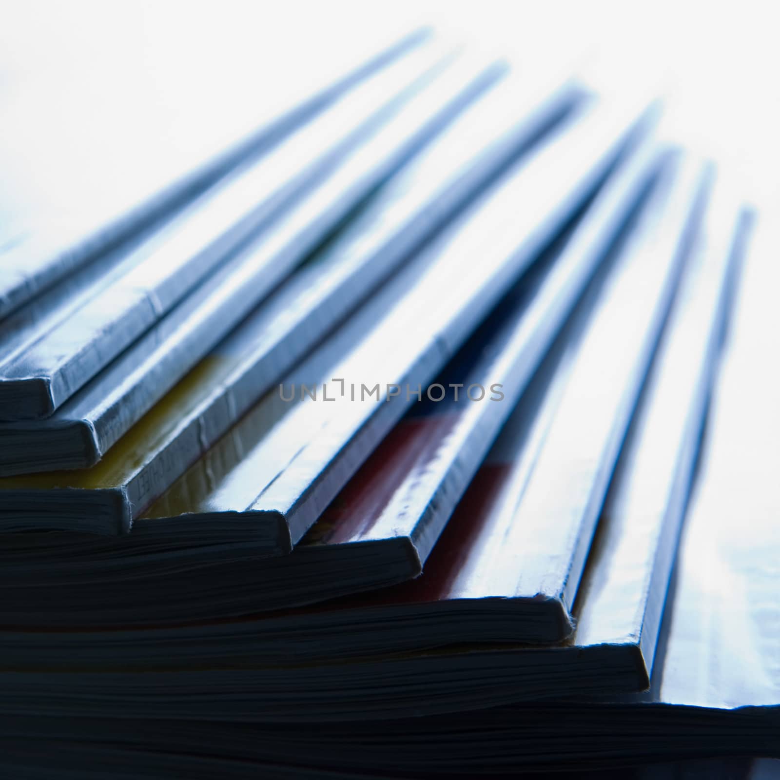 Stack of glossy periodical magazines