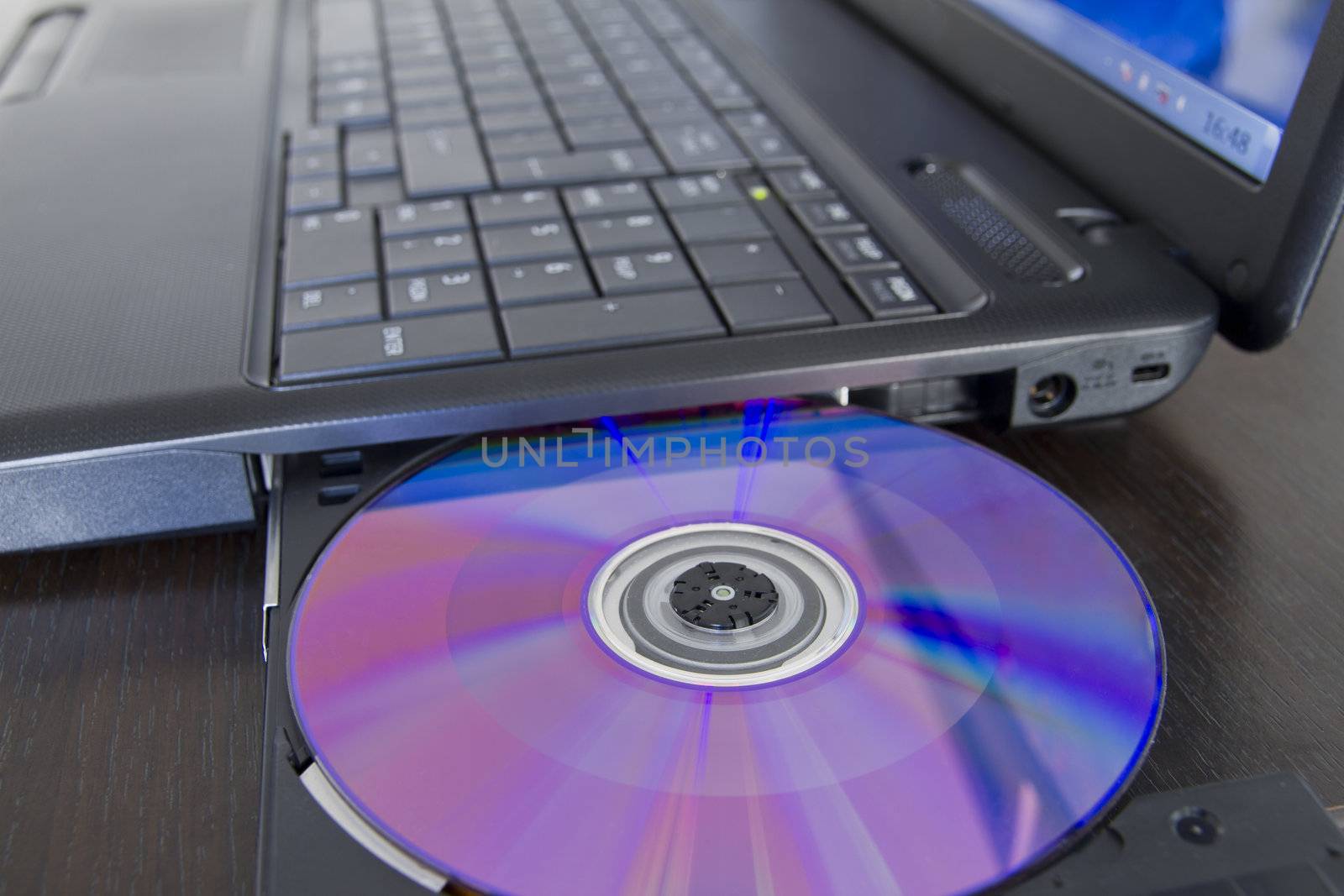 Laptop with a cd in the tray
