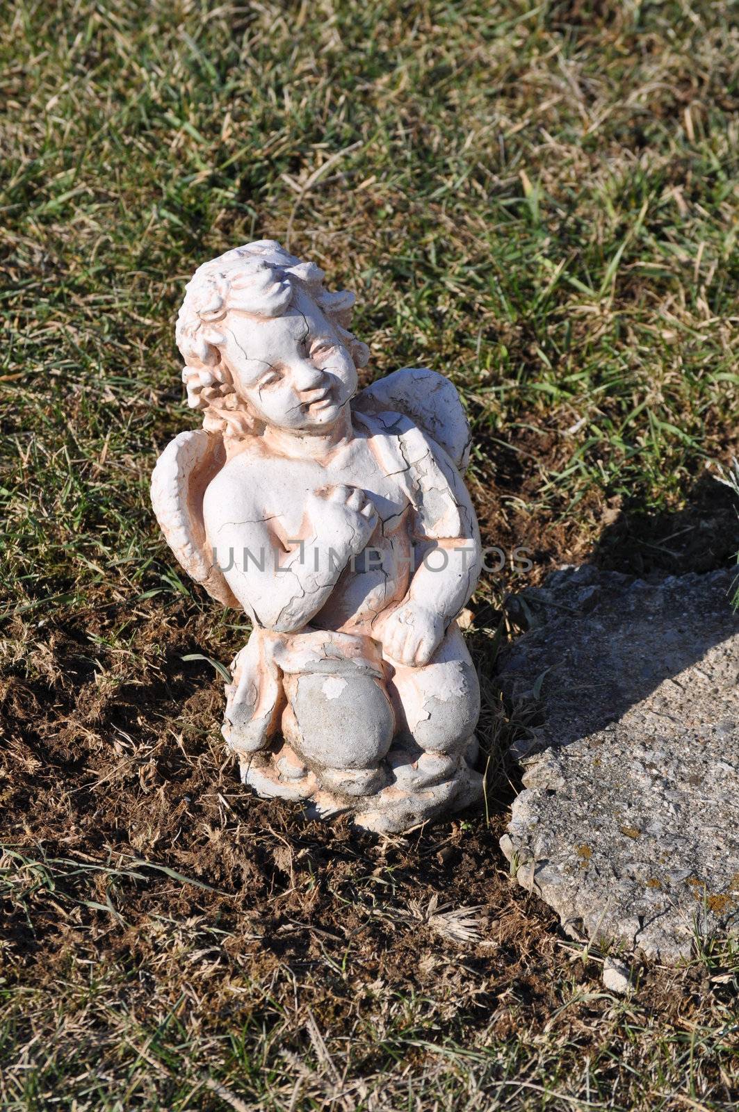 Gravesite - Angel - stares upward by RefocusPhoto