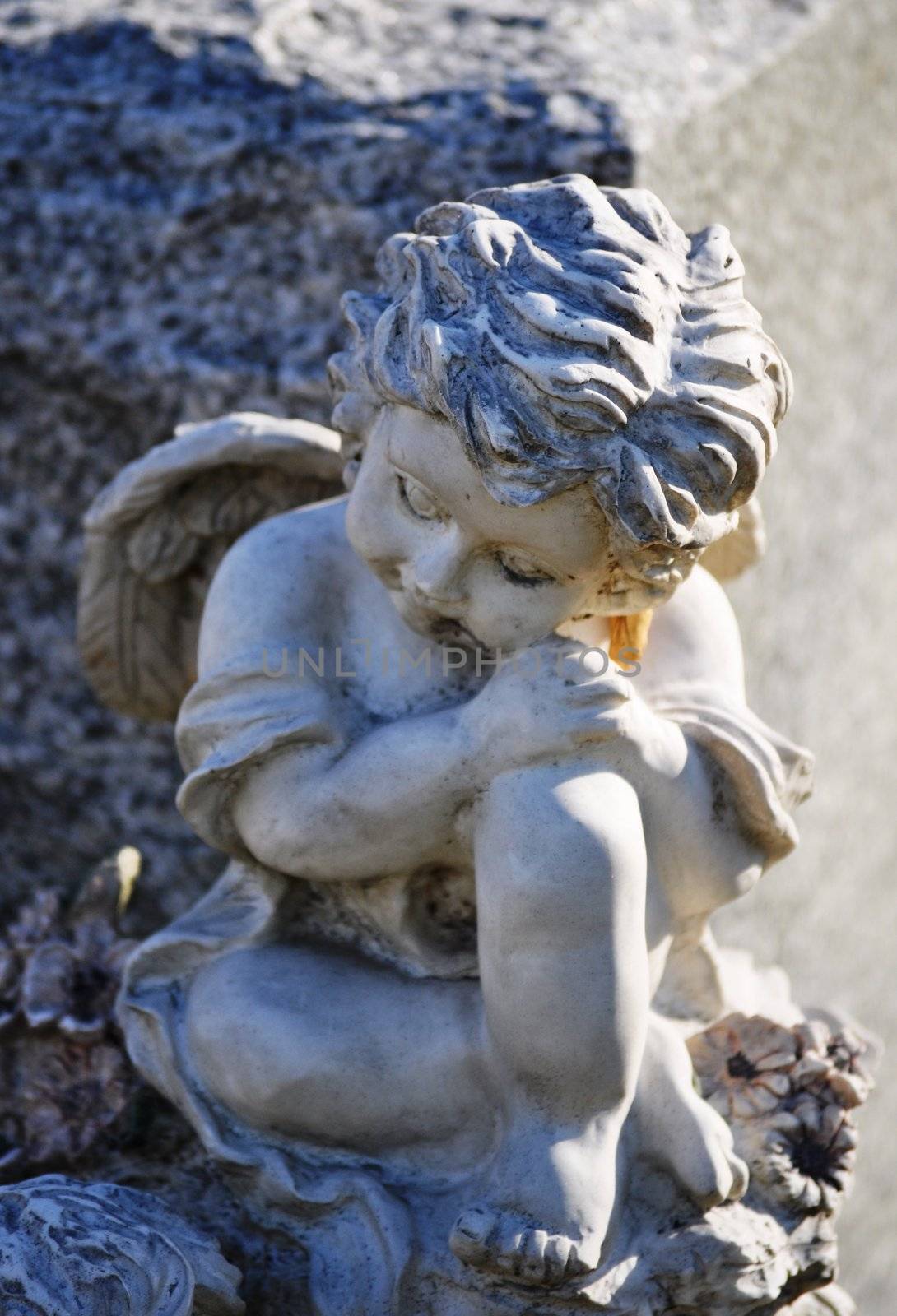 Gravesite - Angel on tombstone close up