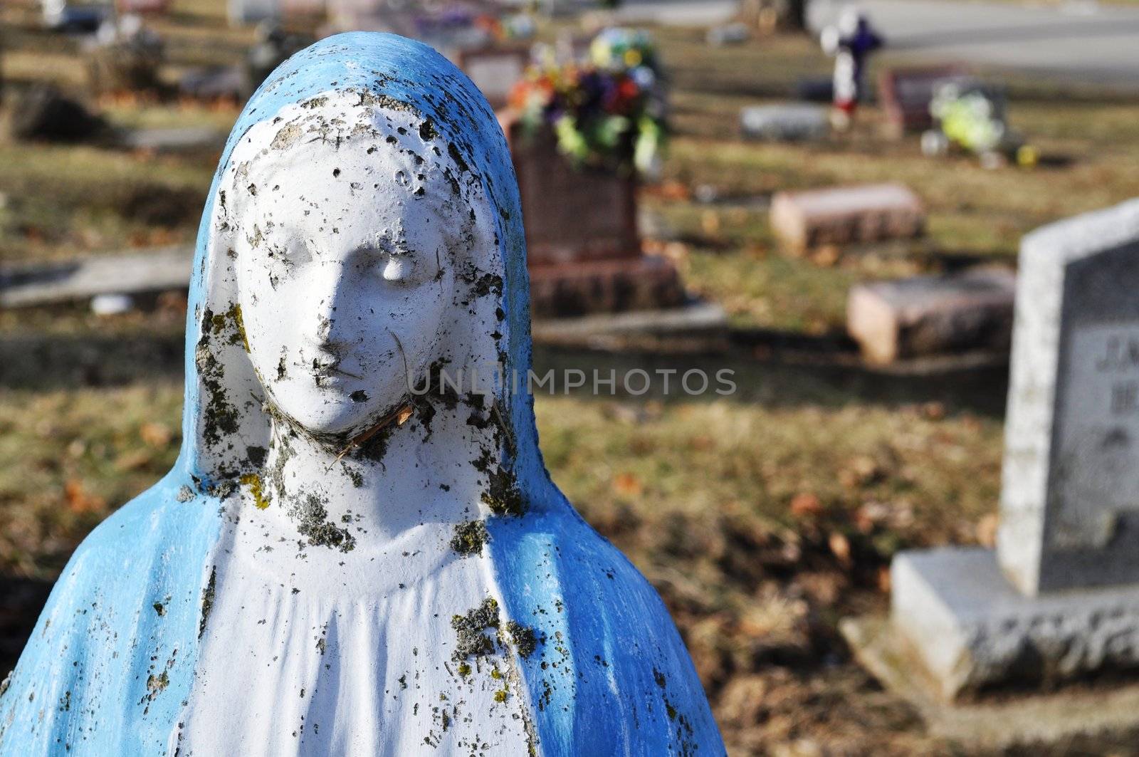 Gravesite - Mary statue - background