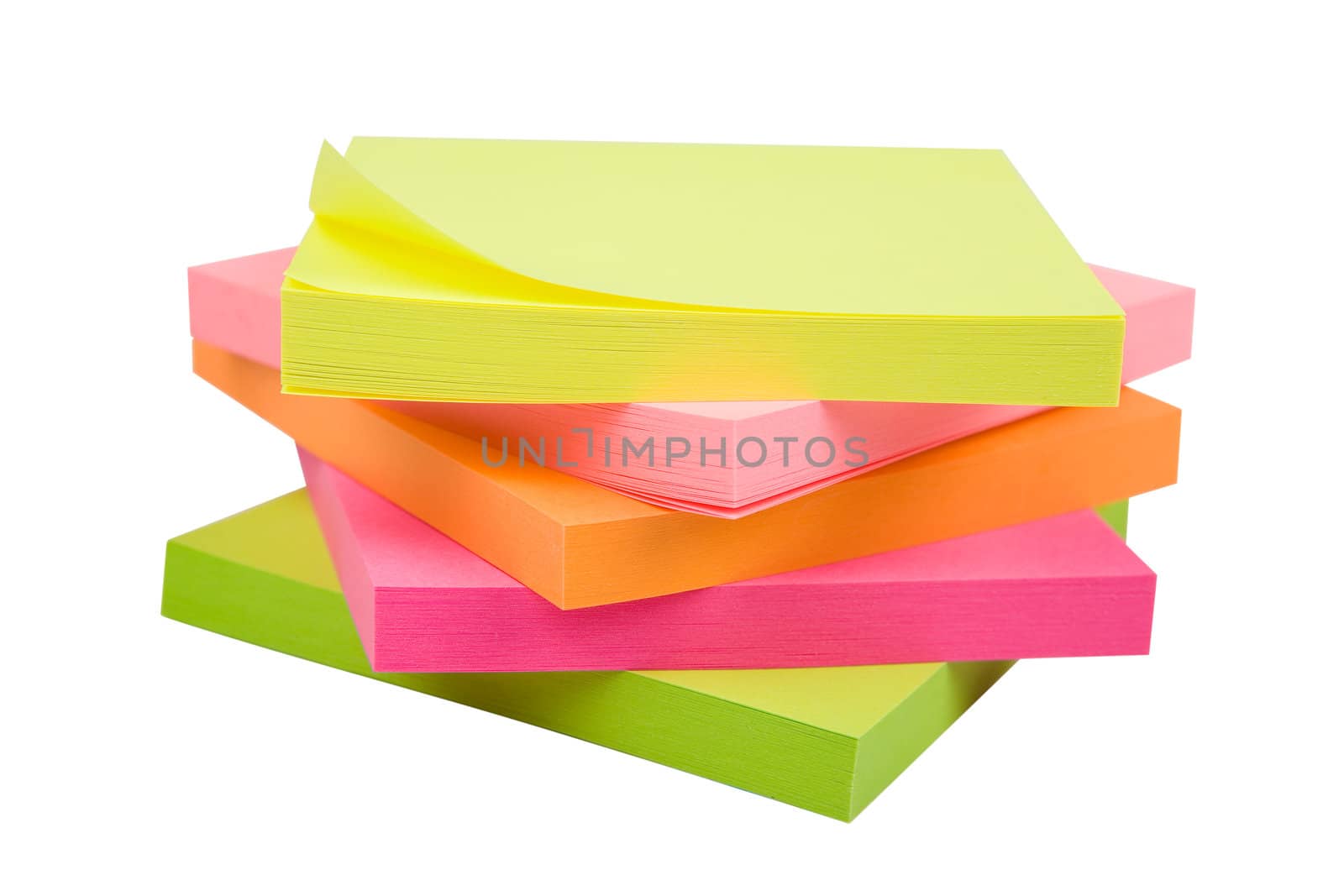 Stack of sticky notes isolated on a white background