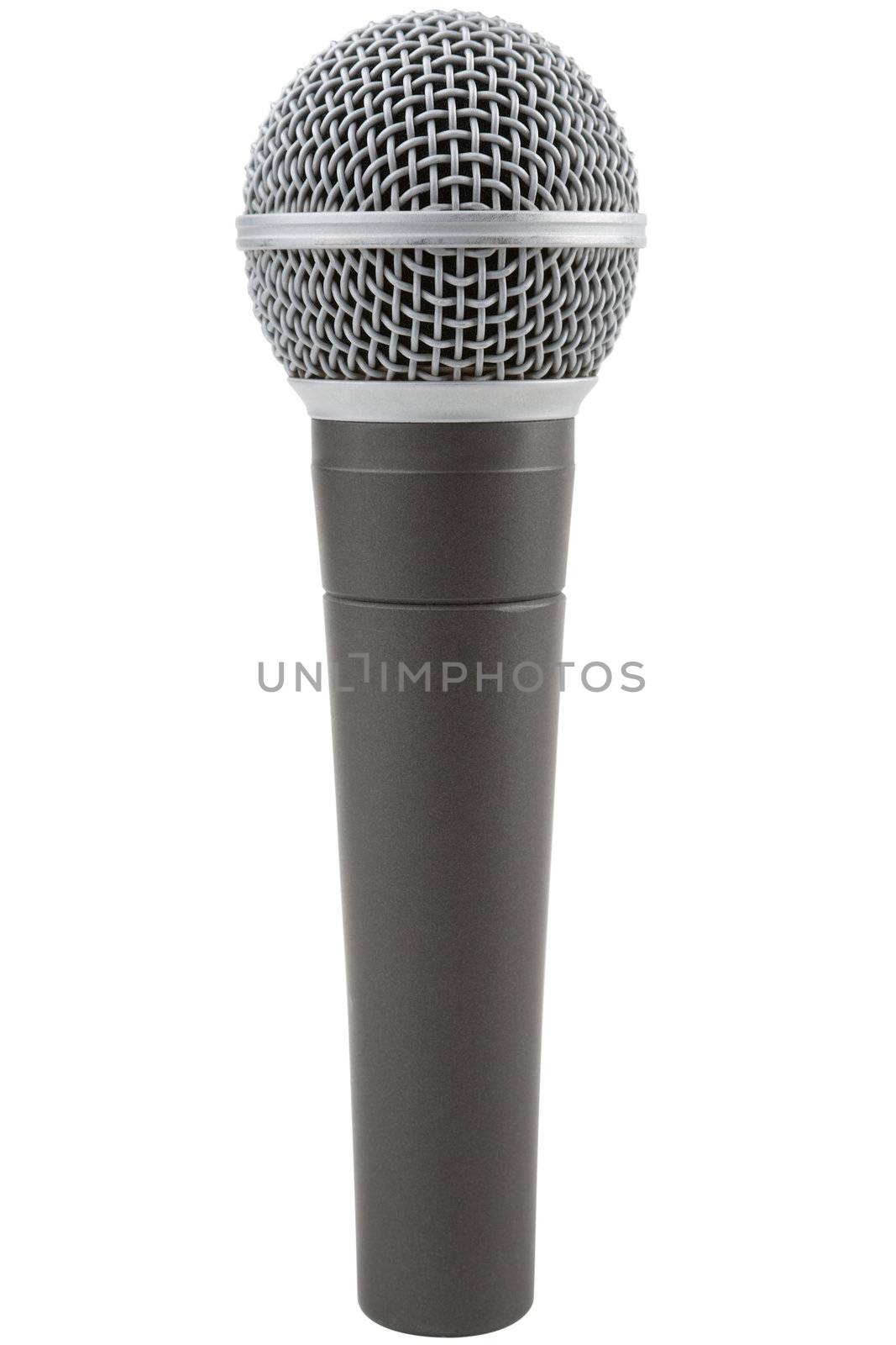 Professional vocal microphone isolated on a white background