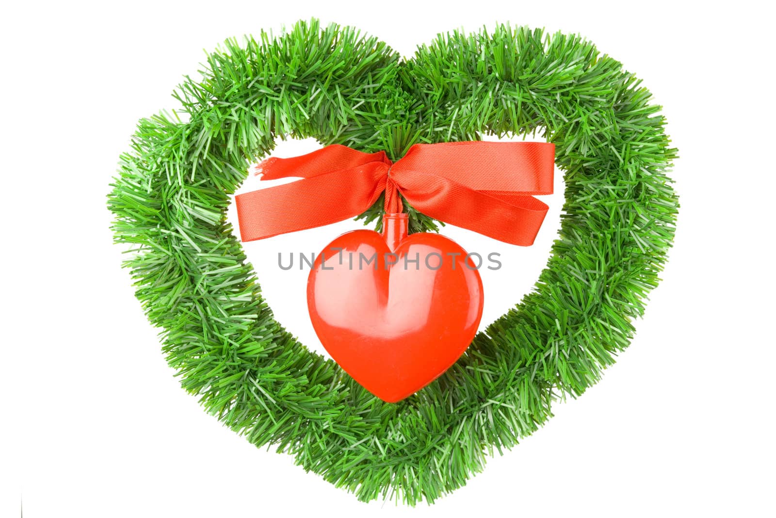 Christmas heart decoration isolated on white background