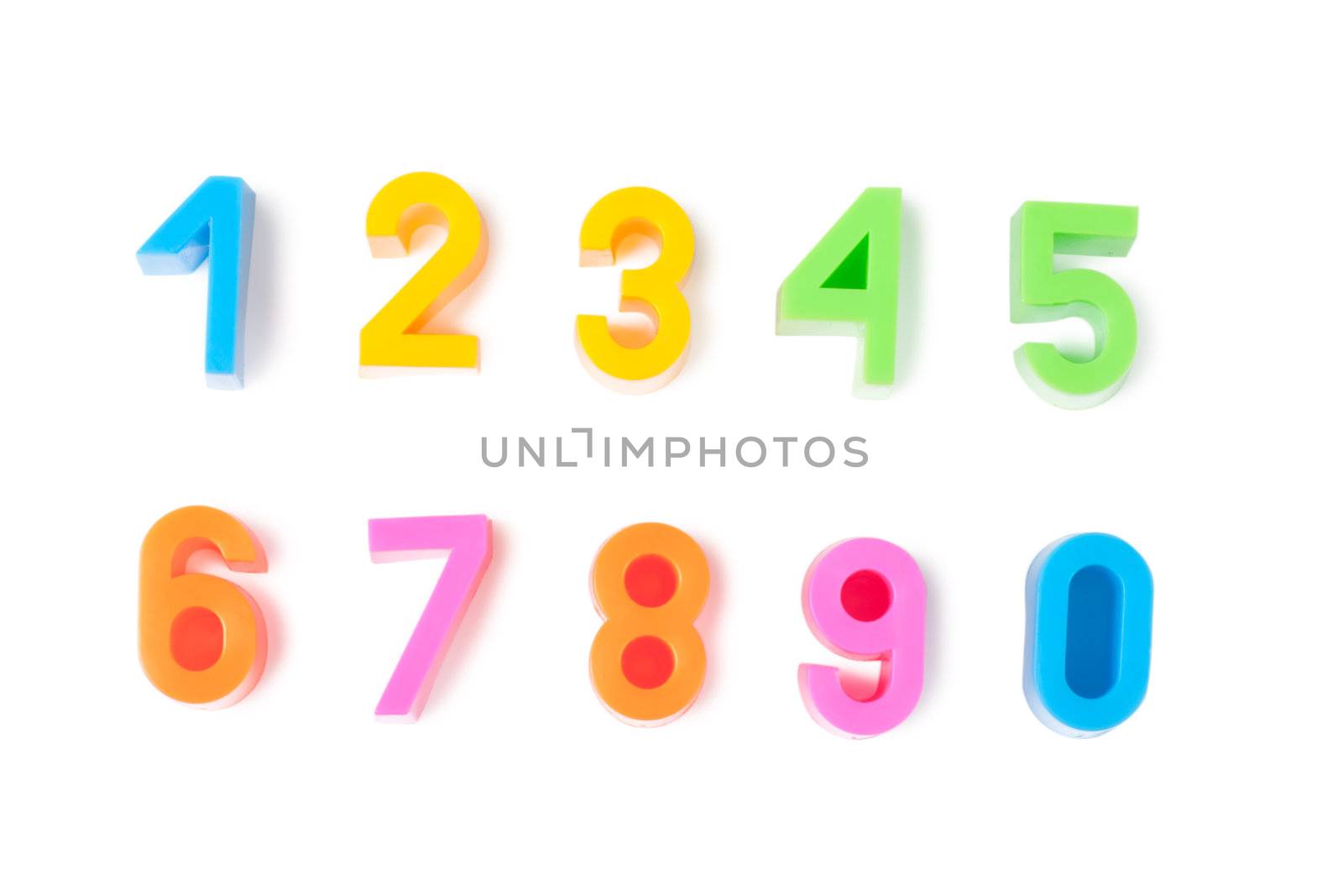 Education concept photo of bright numbers from 0 to 9