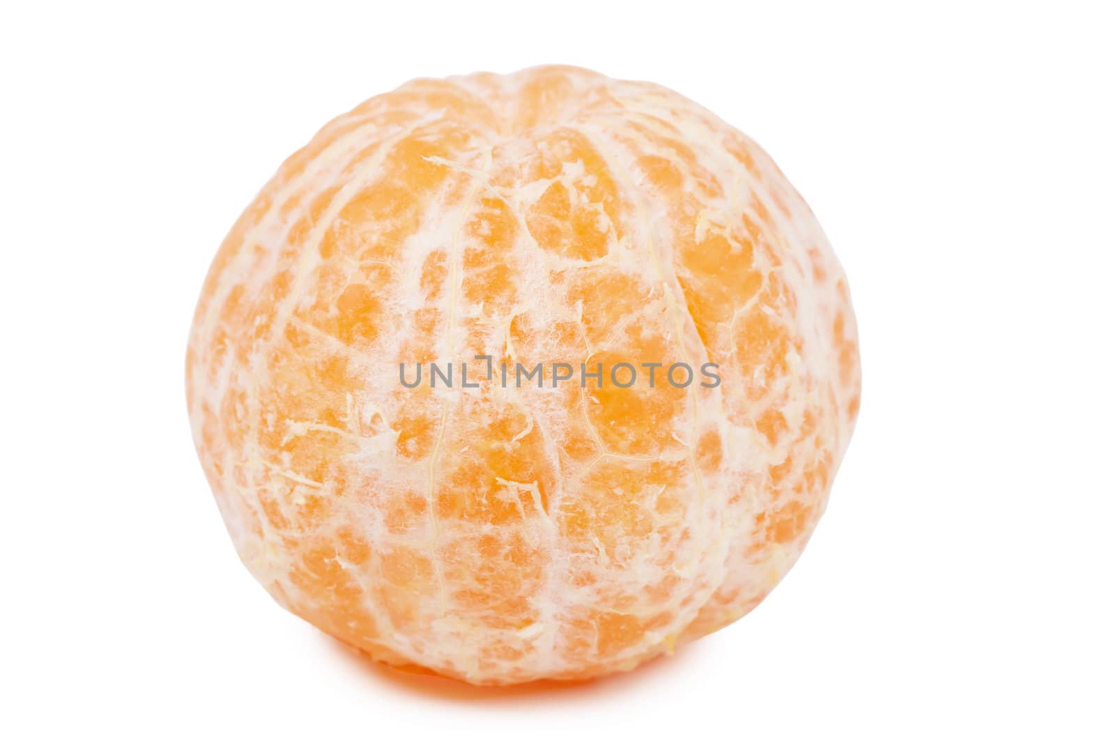 Yellow peeled tangerine isolated on the white